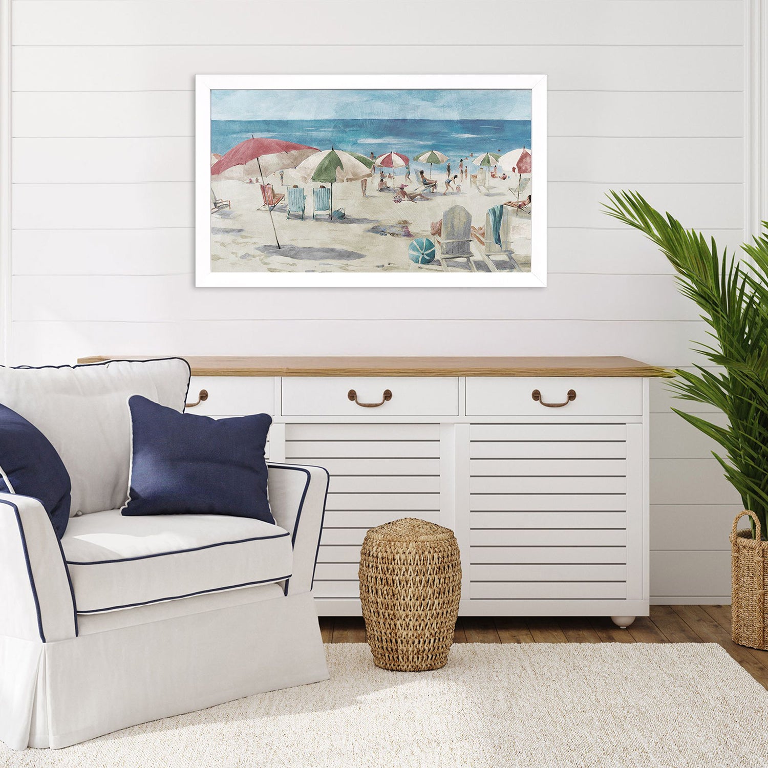 Malanta Knowles Colorful Umbrella Beach Framed Art