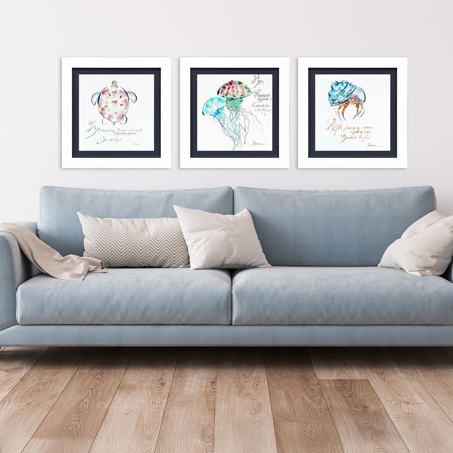 Leeanne Vaughn Sealife Framed Art Set of 3