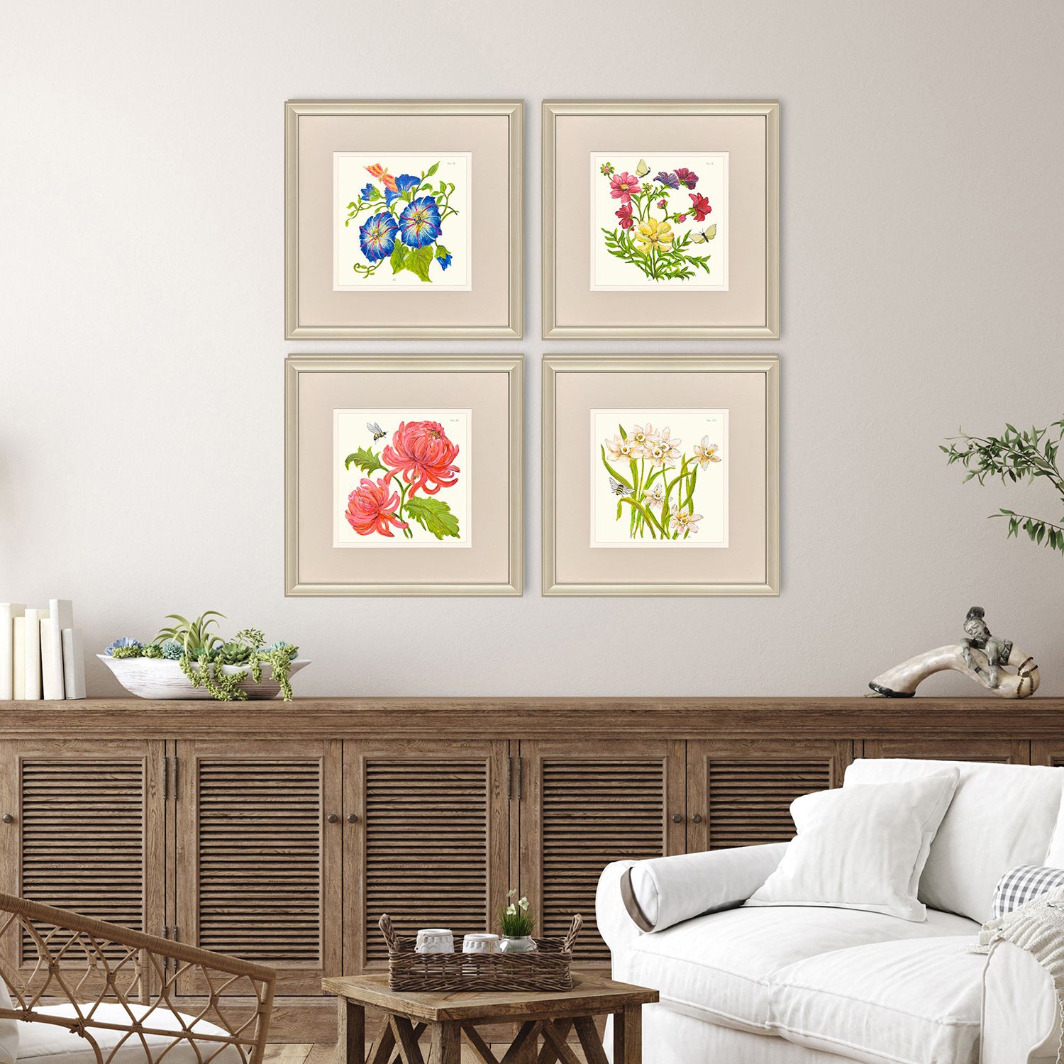 PopJoy Studio Fleur Melange III Framed Art Set of 4