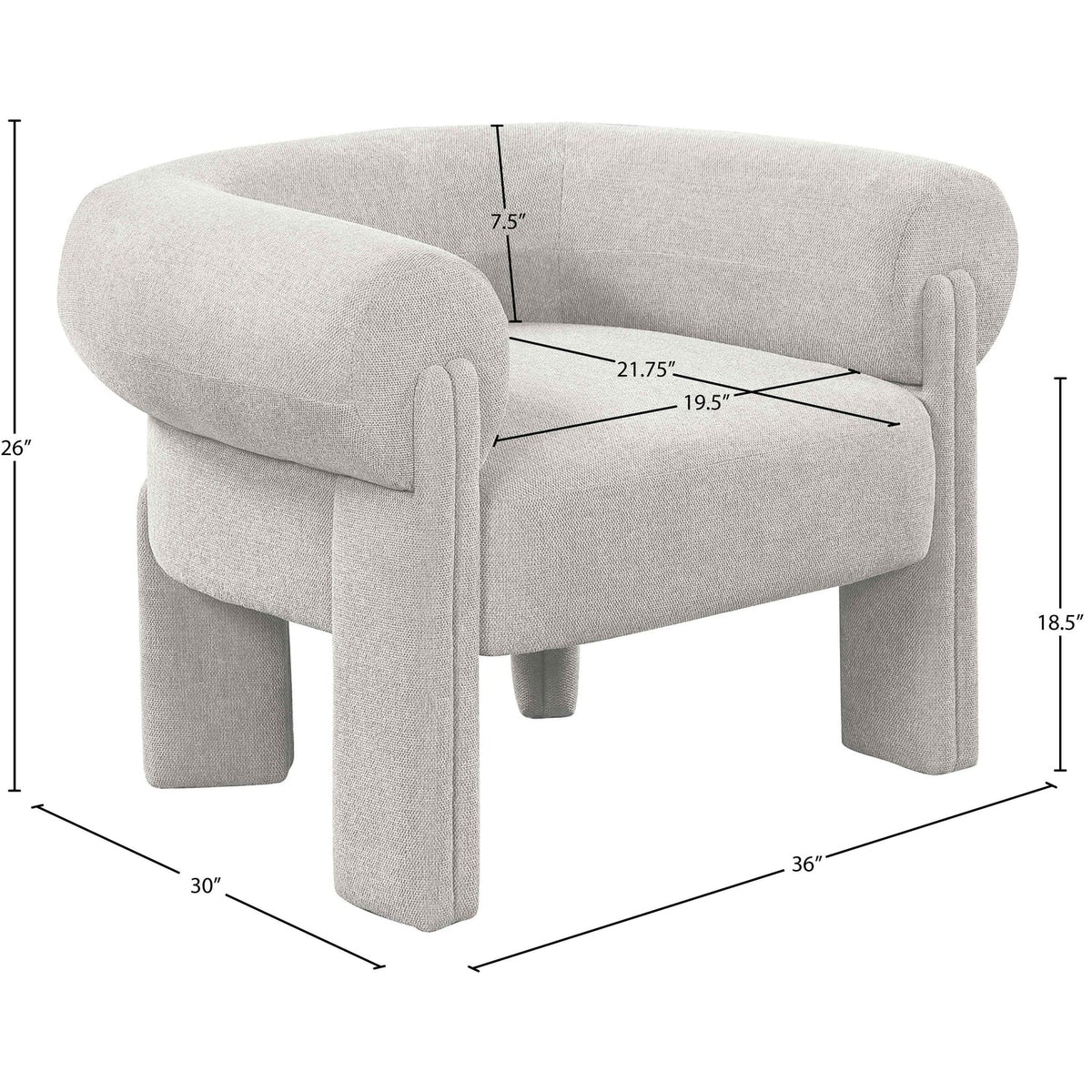 Stefano Beige Fabric Upholstered Accent Chair