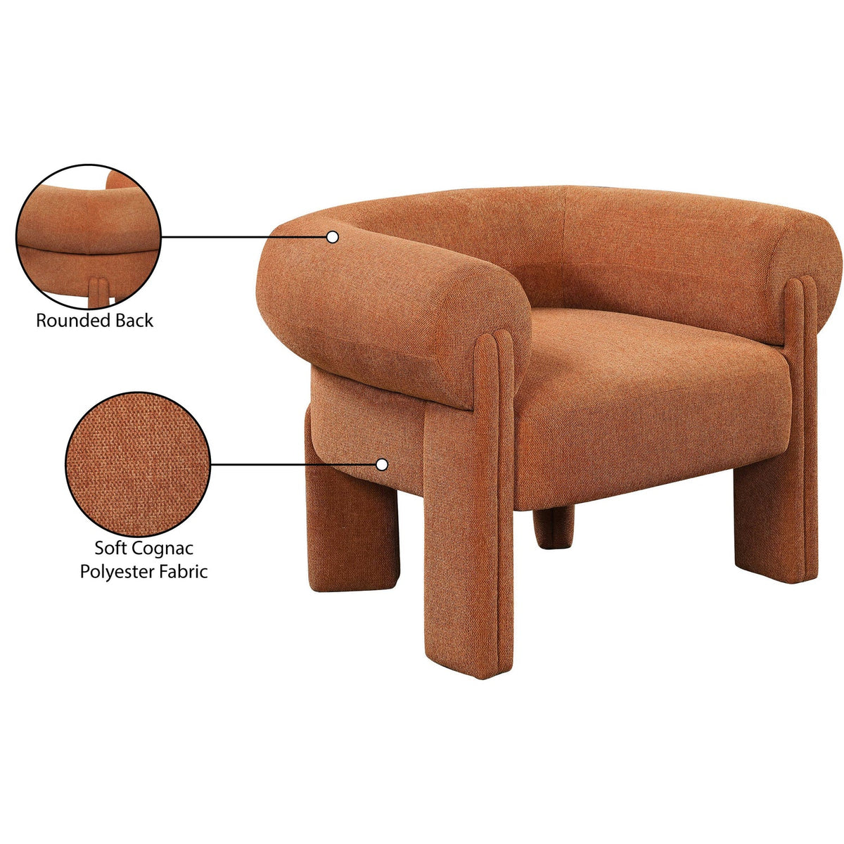 Stefano Cognac Fabric Upholstered Accent Chair