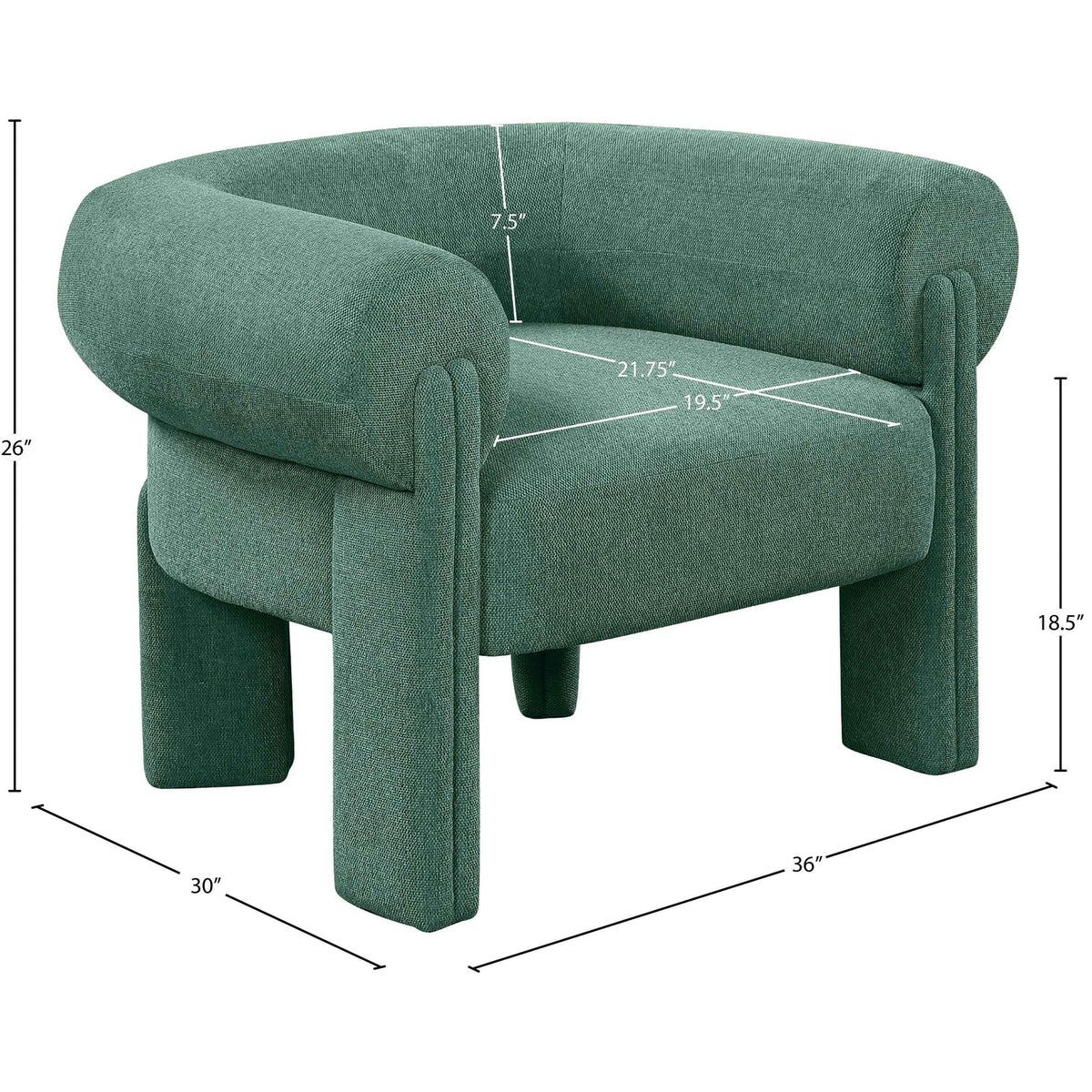 Stefano Green Fabric Upholstered Accent Chair