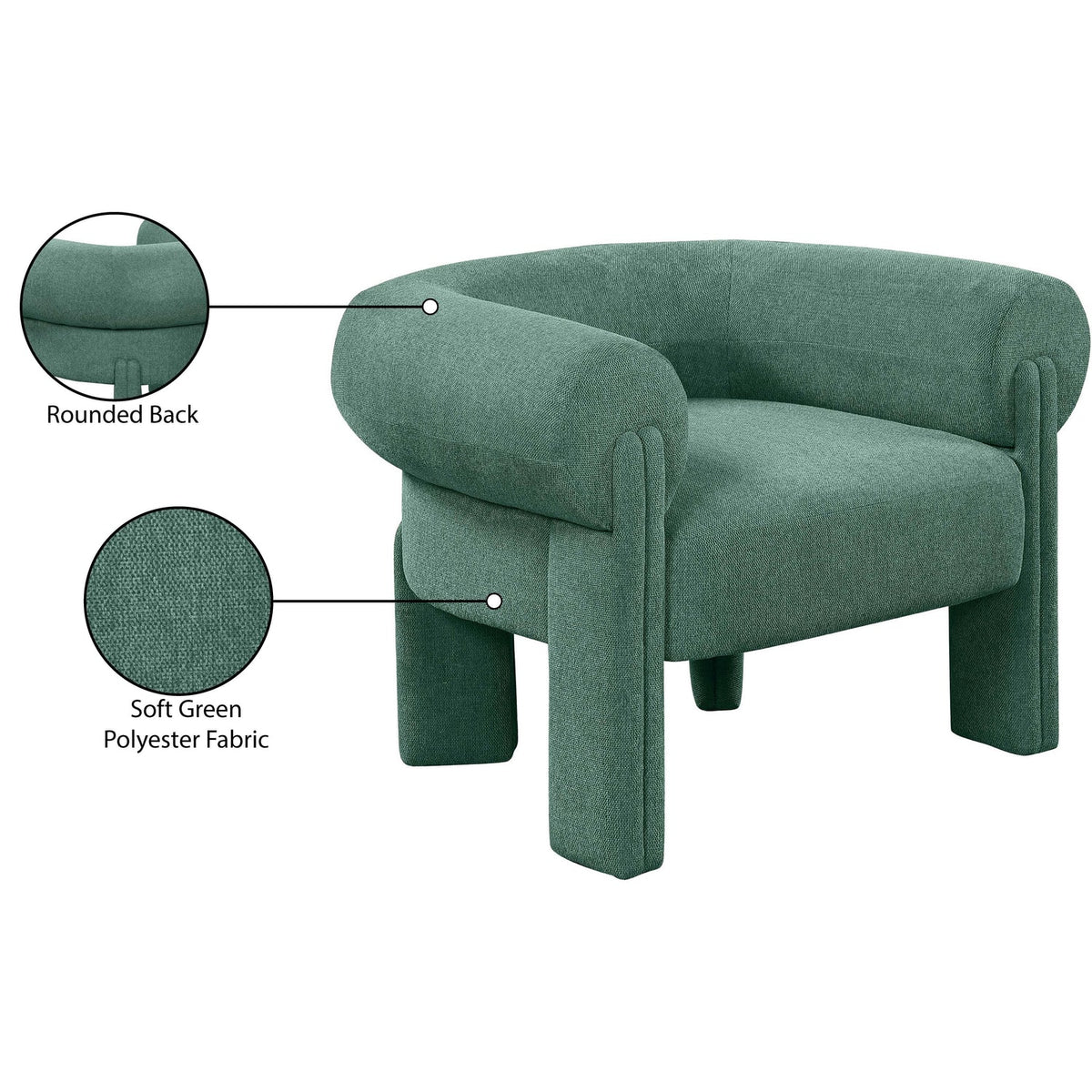 Stefano Green Fabric Upholstered Accent Chair