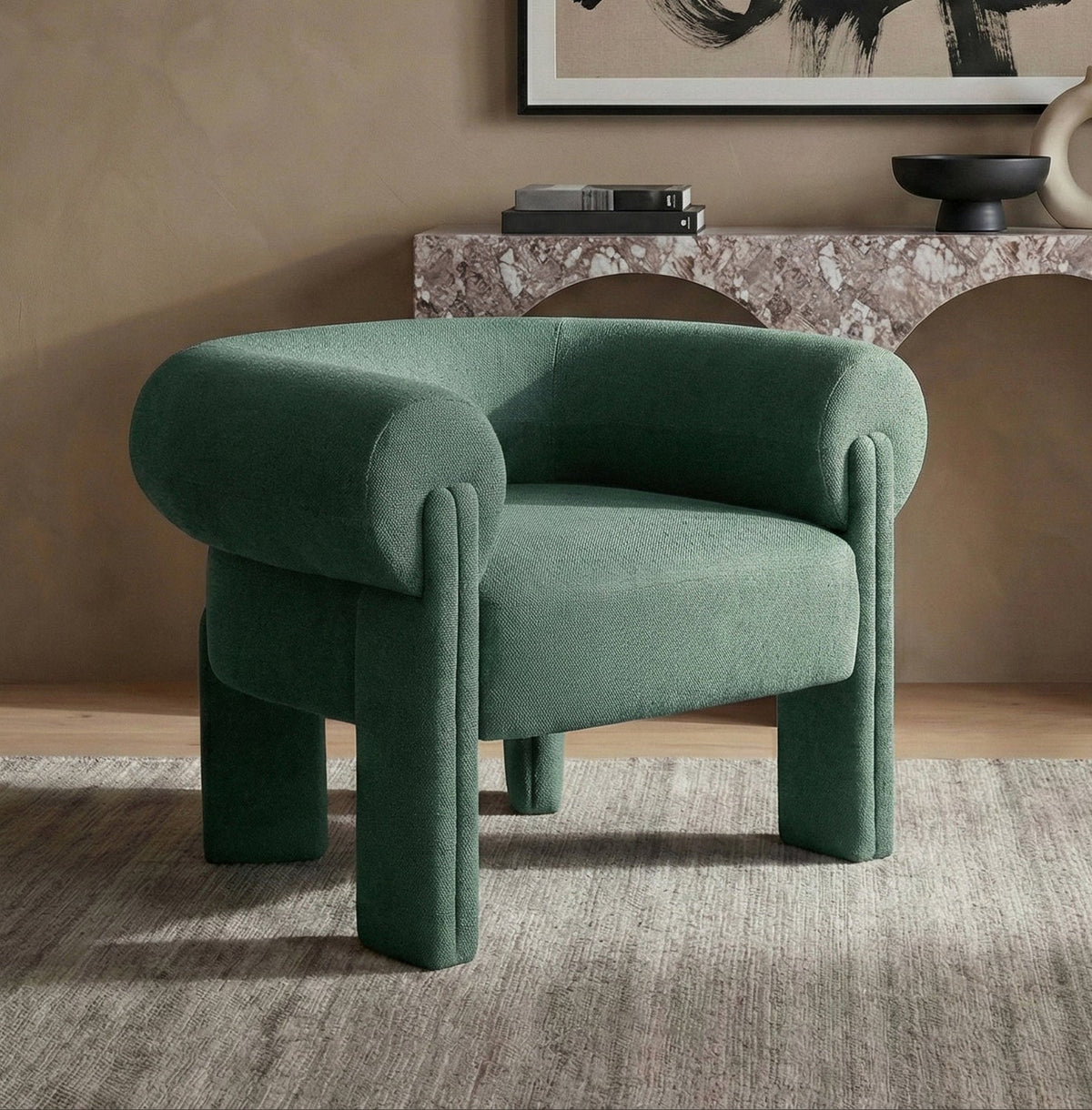 Stefano Green Fabric Upholstered Accent Chair