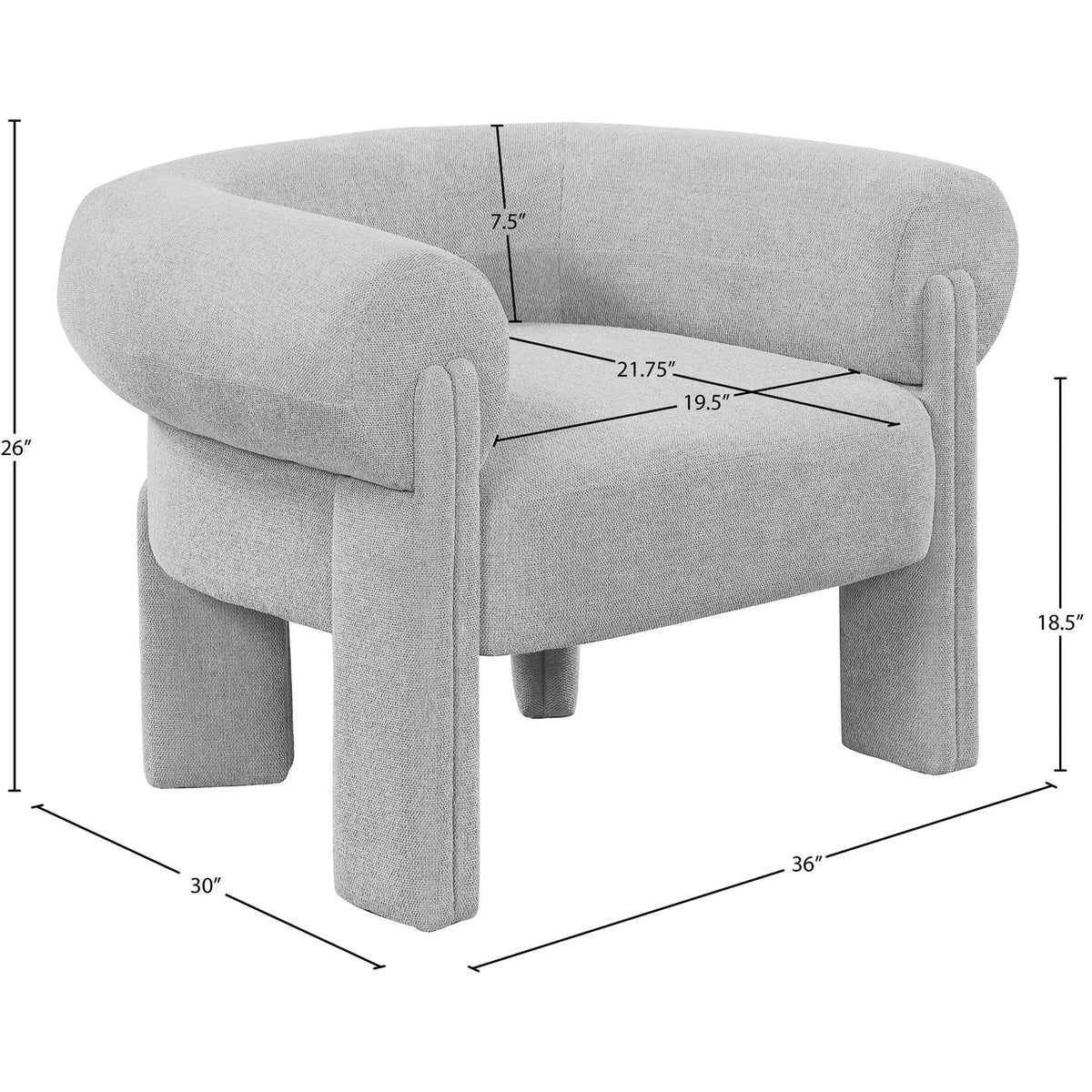 Stefano Grey Fabric Upholstered Accent Chair