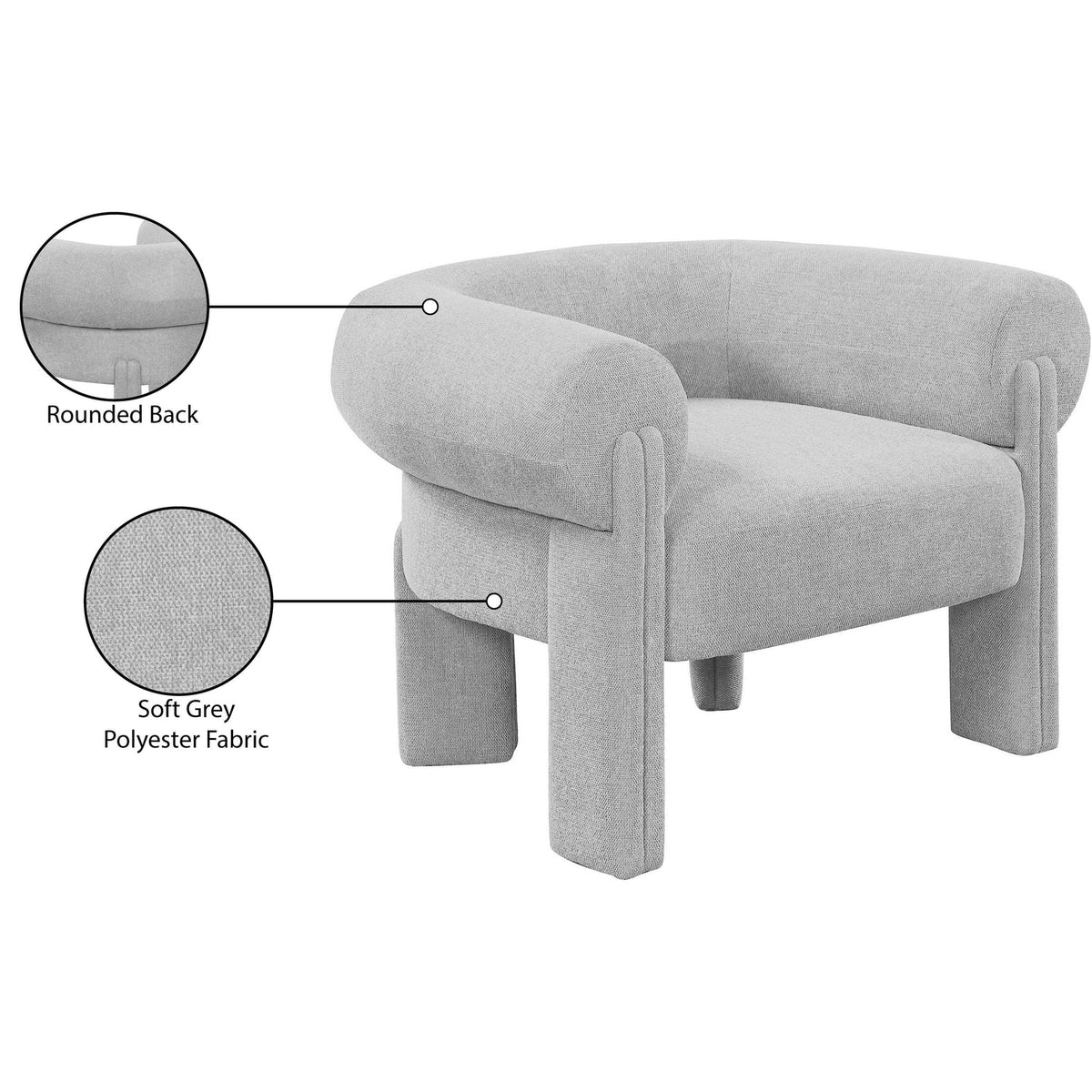Stefano Grey Fabric Upholstered Accent Chair