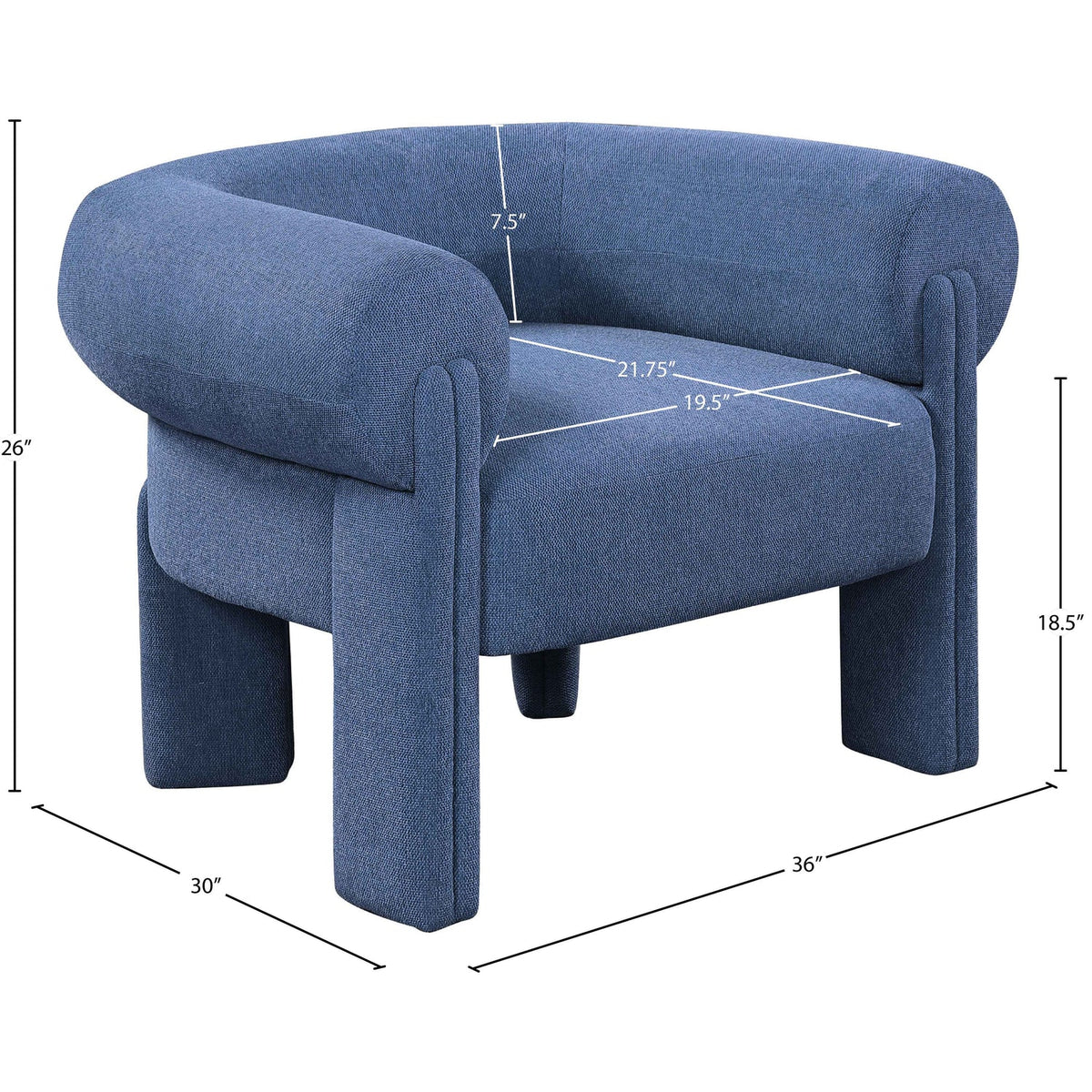 Stefano Navy Fabric Upholstered Accent Chair