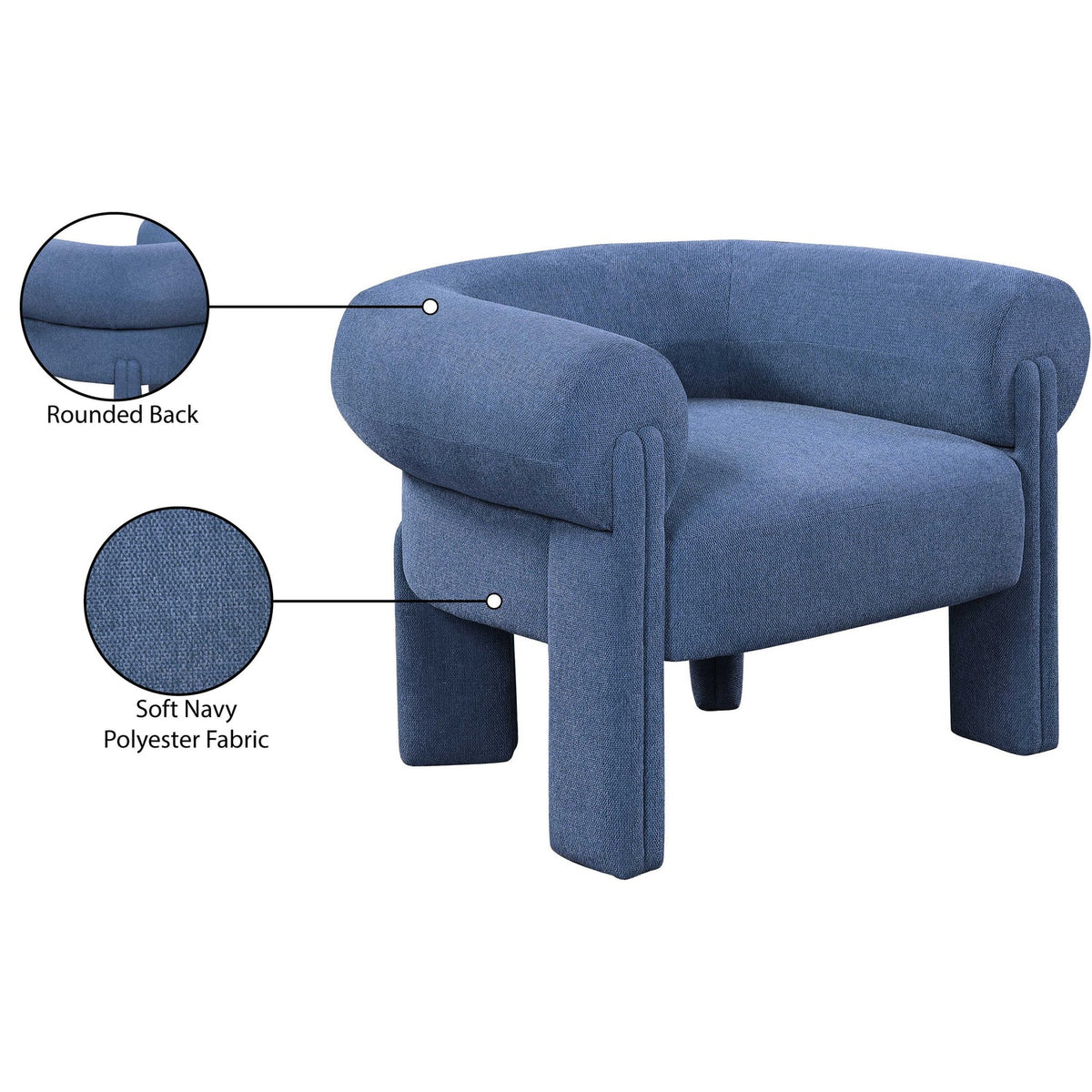 Stefano Navy Fabric Upholstered Accent Chair