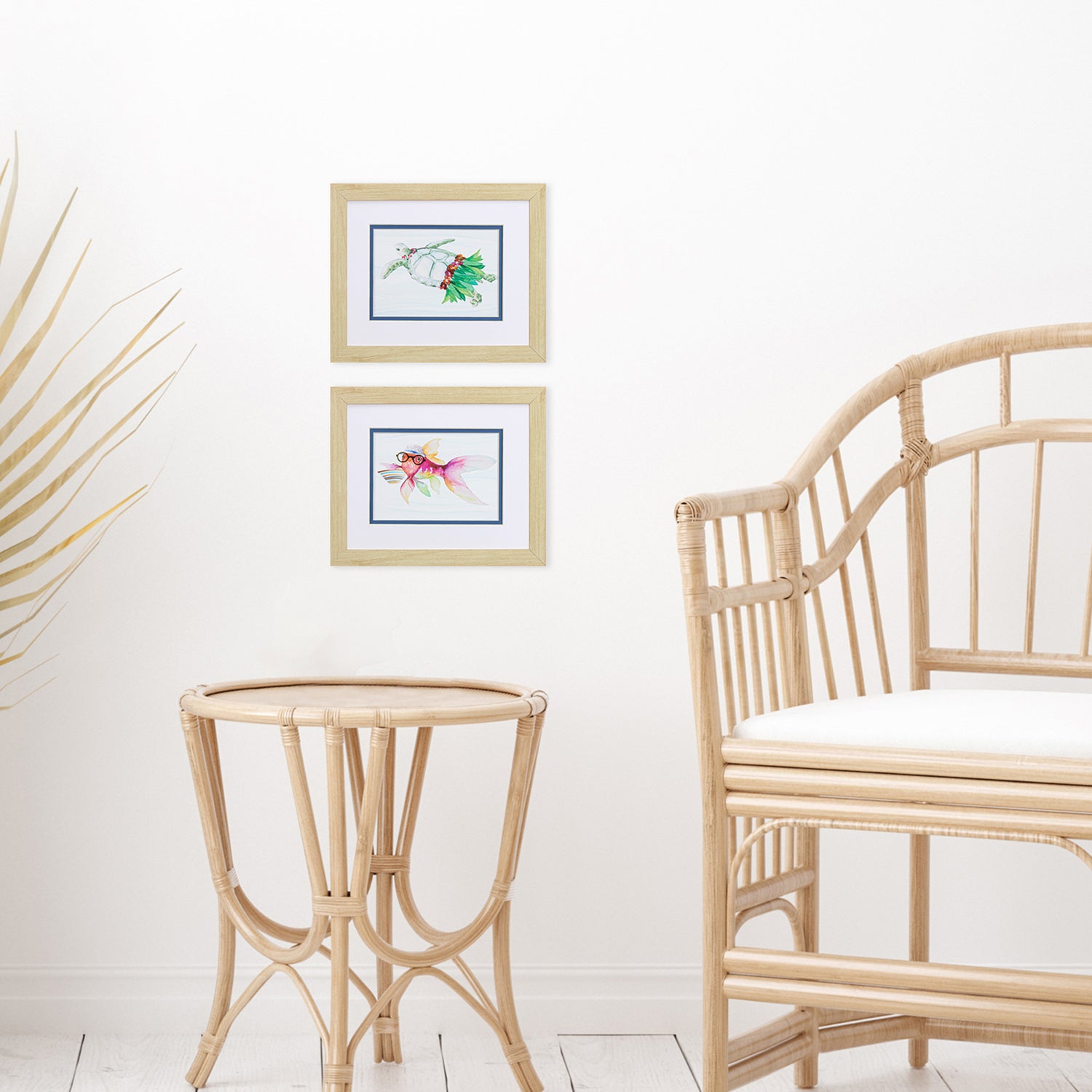 Loreth Fish Turtle Framed Art Set of 2