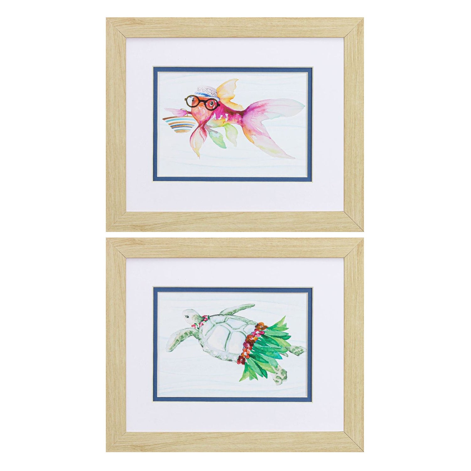 Loreth Fish Turtle Framed Art Set of 2