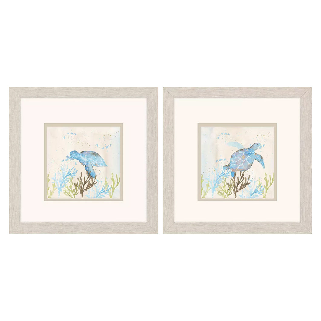 Price Blue Sea Turtle Framed Art Set of 2