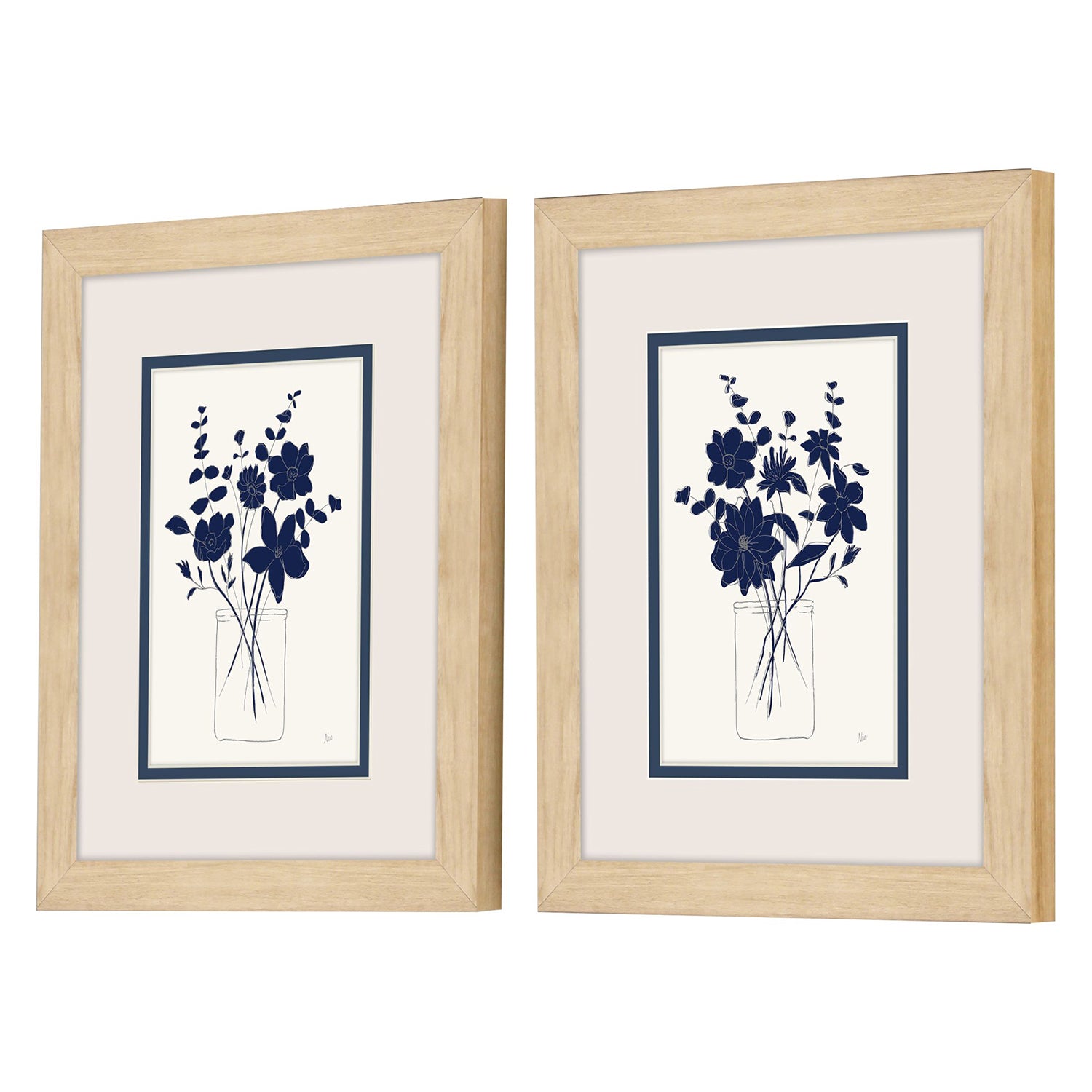 Nan Indigo Sketch Framed Art Set of 2