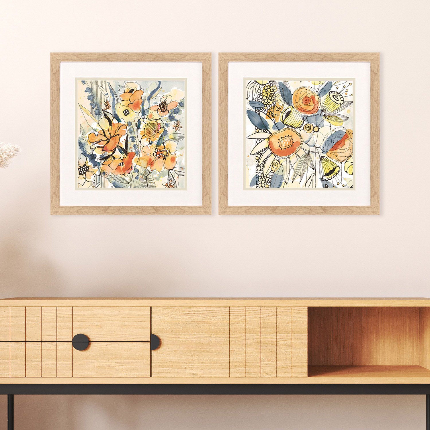 Krinlox Bursting Wildflowers Framed Artwork Set of 2