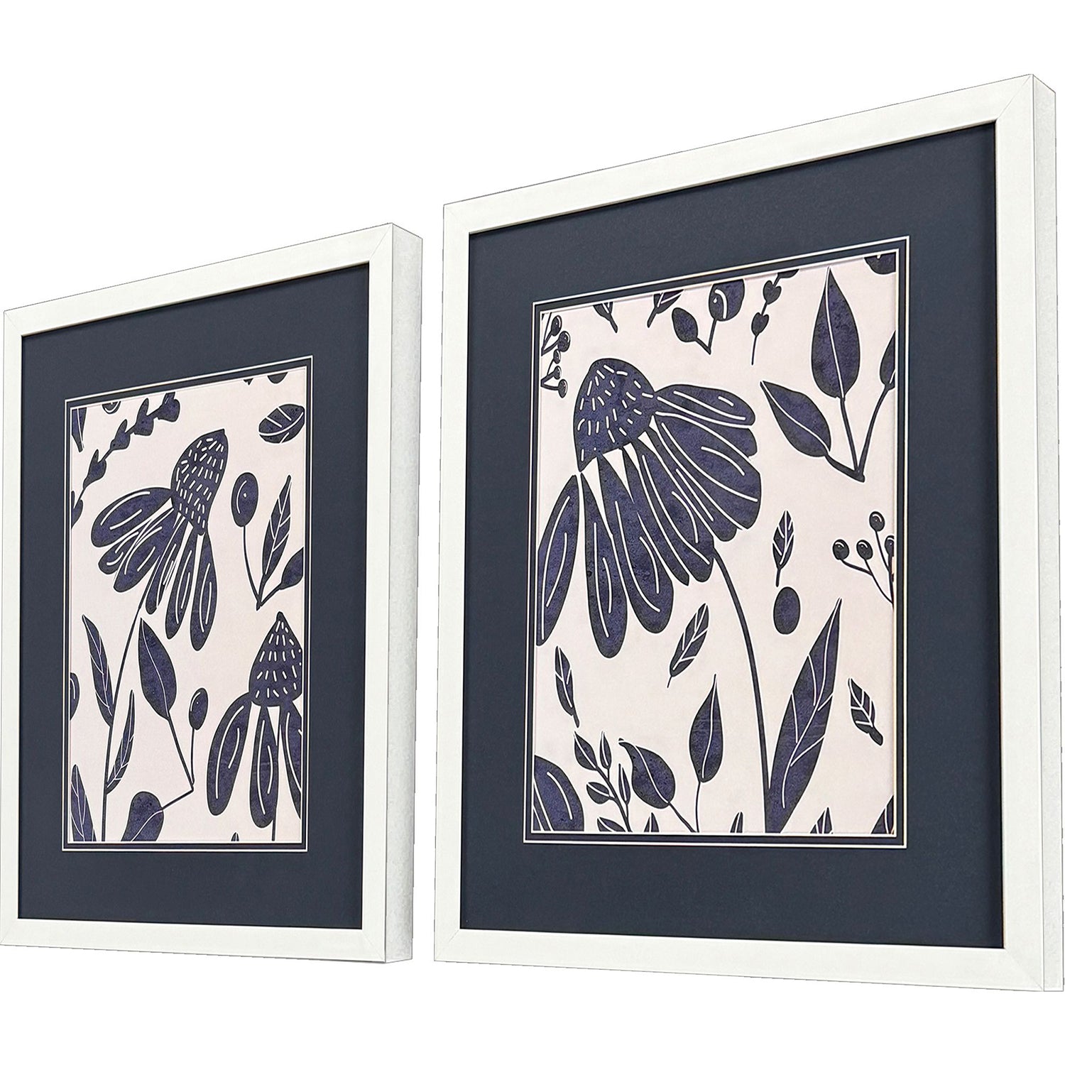 Allen Denim Floral Framed Artwork Set of 2