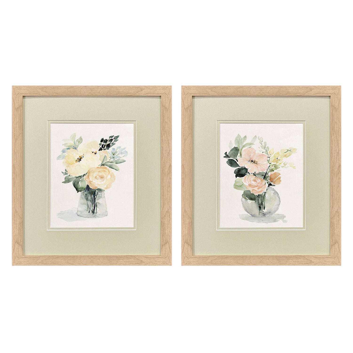 Loreth Creamy Blooms Framed Artwork Set of 2