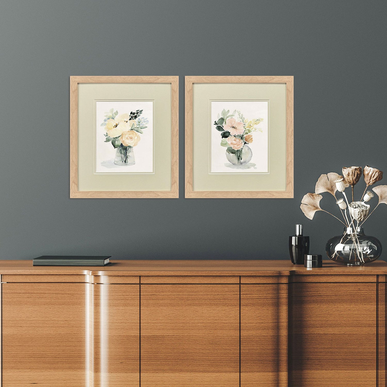 Loreth Creamy Blooms Framed Artwork Set of 2