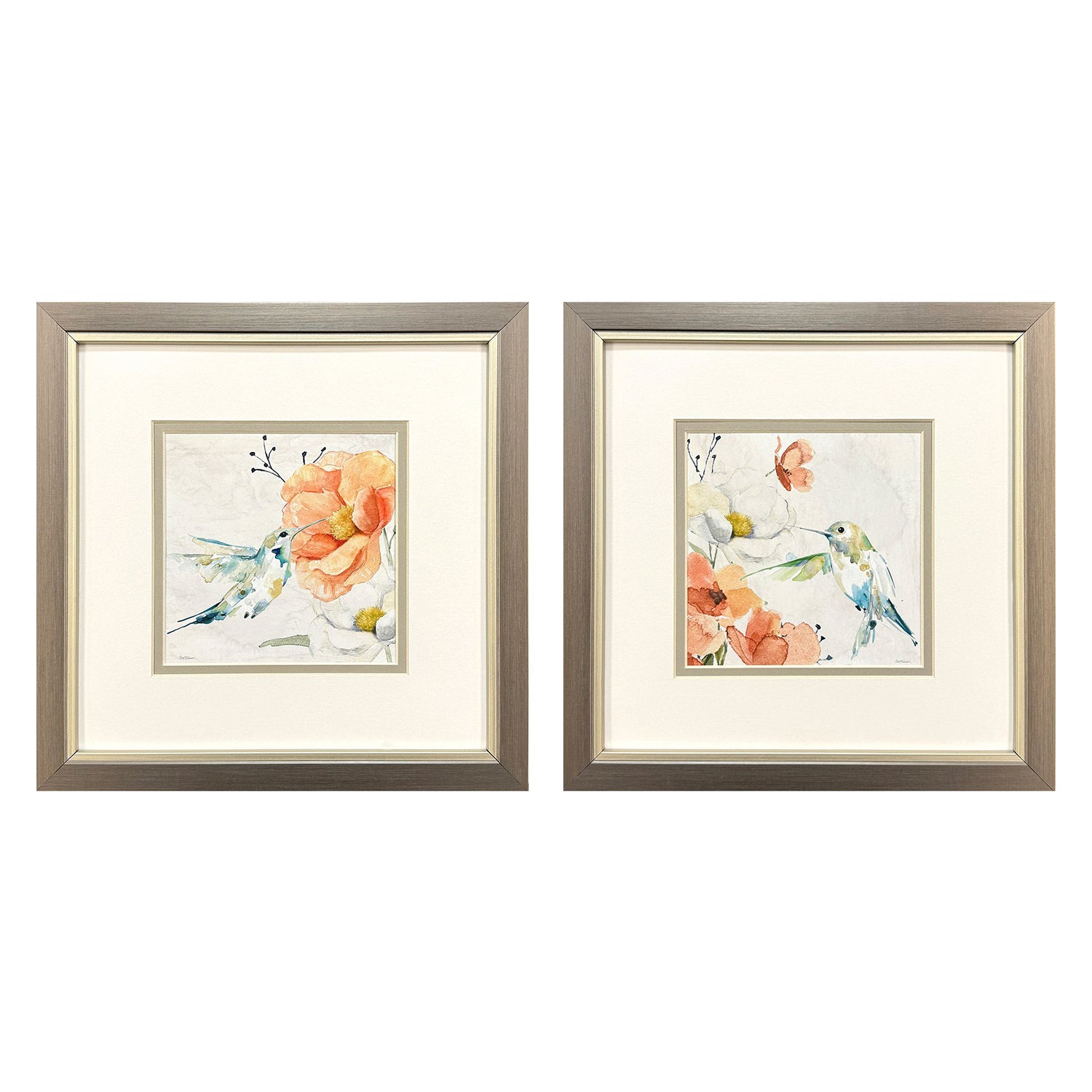Robinson Floral Hummingbird Framed Artwork Set of 2