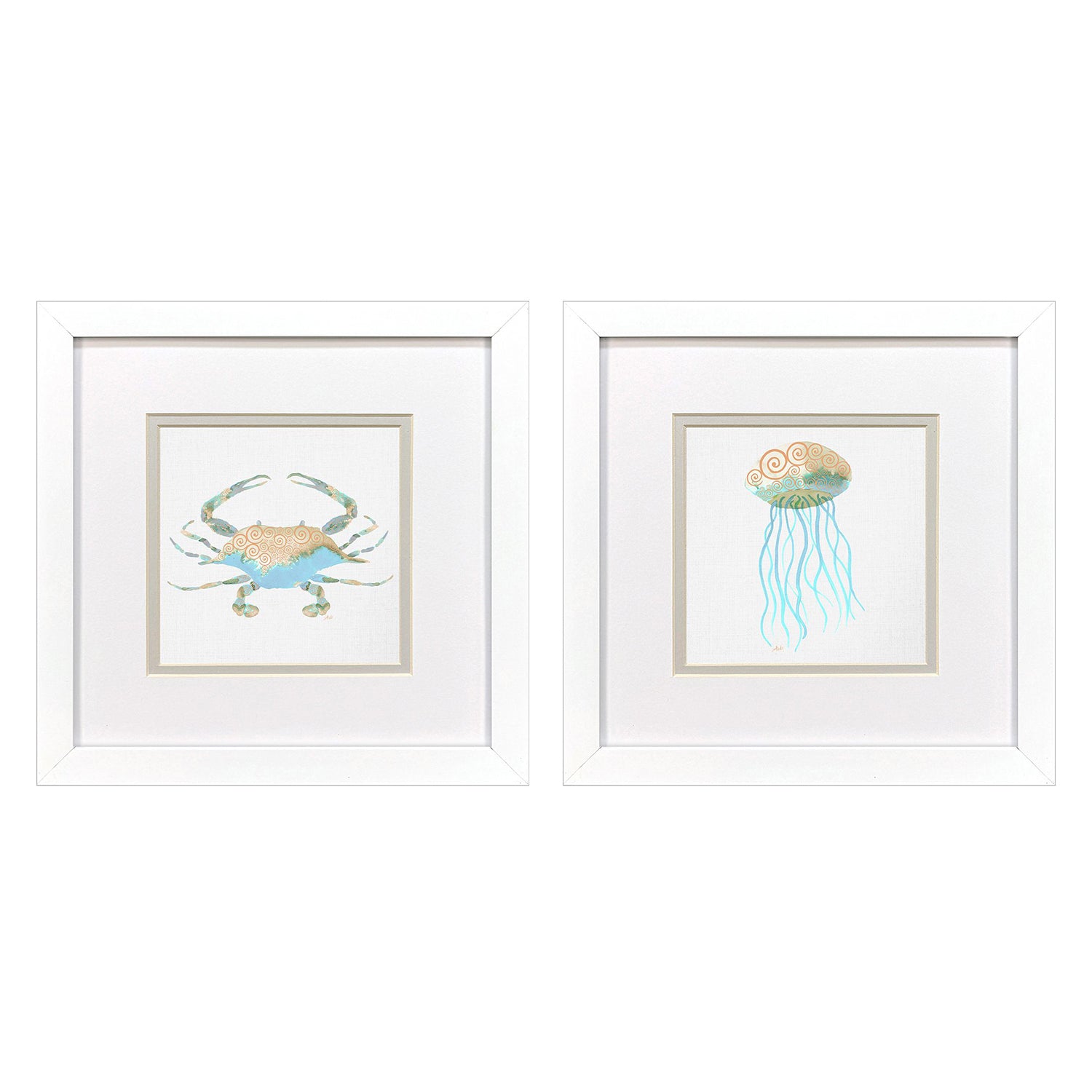 Metz Sea Creatures II Framed Artwork Set of 2