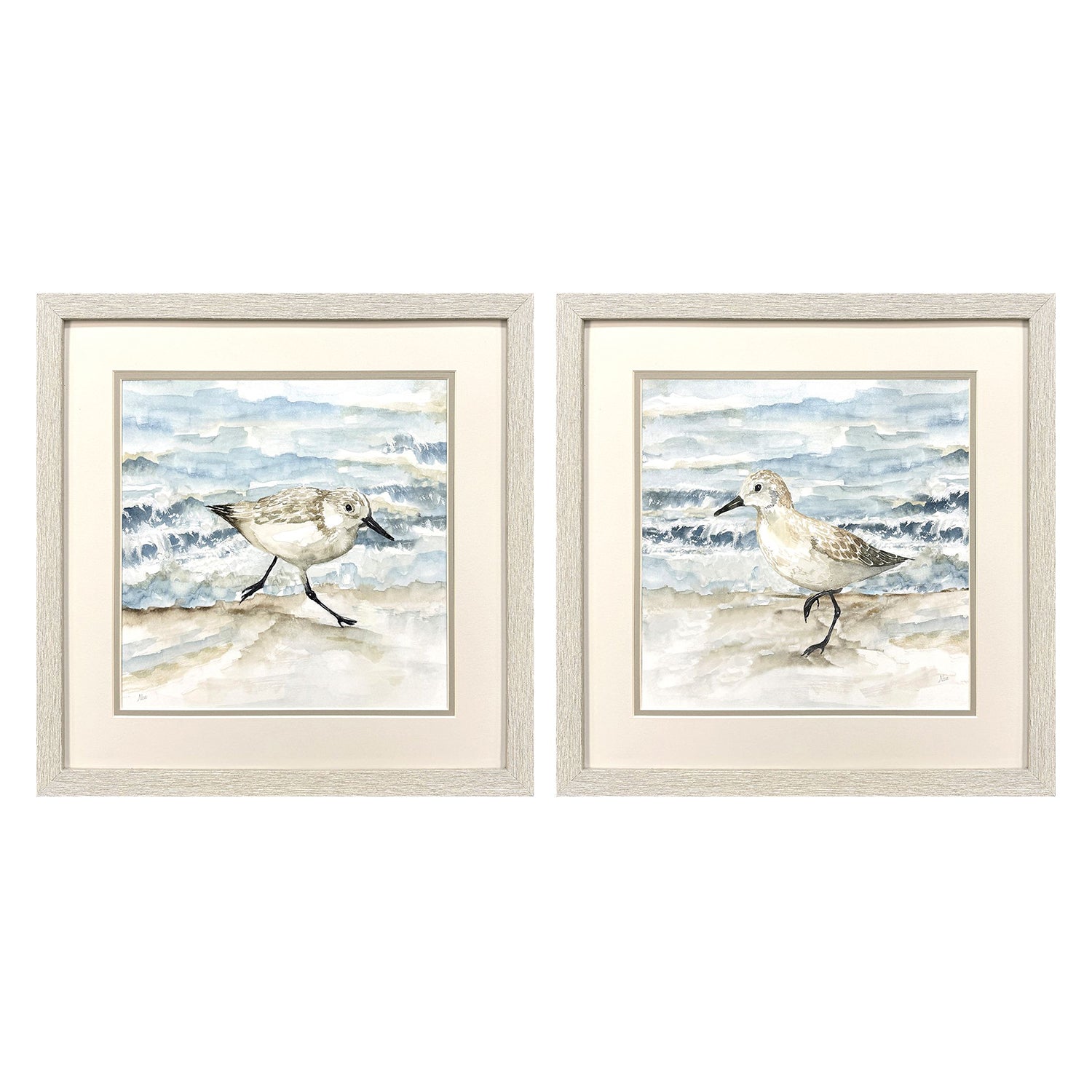 Nan Beach Sandpipers Framed Artwork Set of 2
