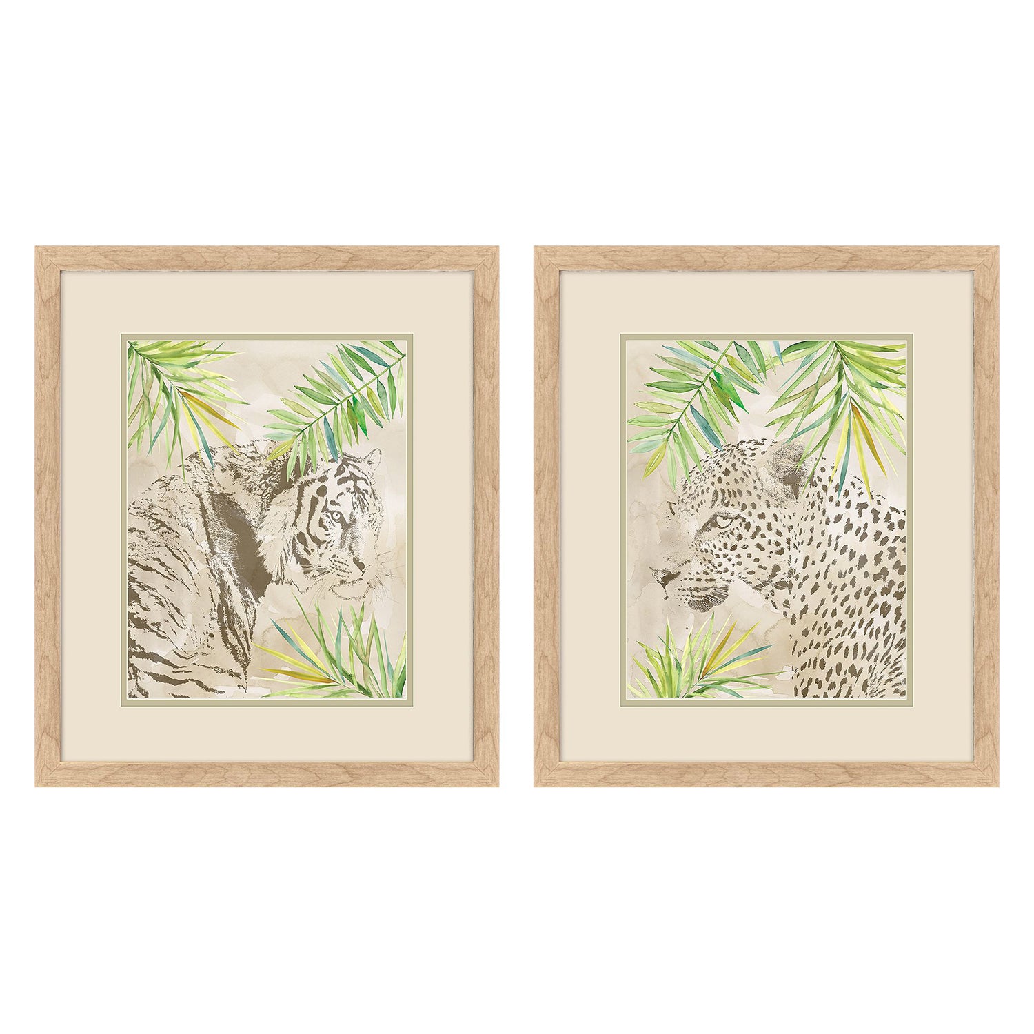Robinson Boho Jungle Cat Framed Artwork Set of 2