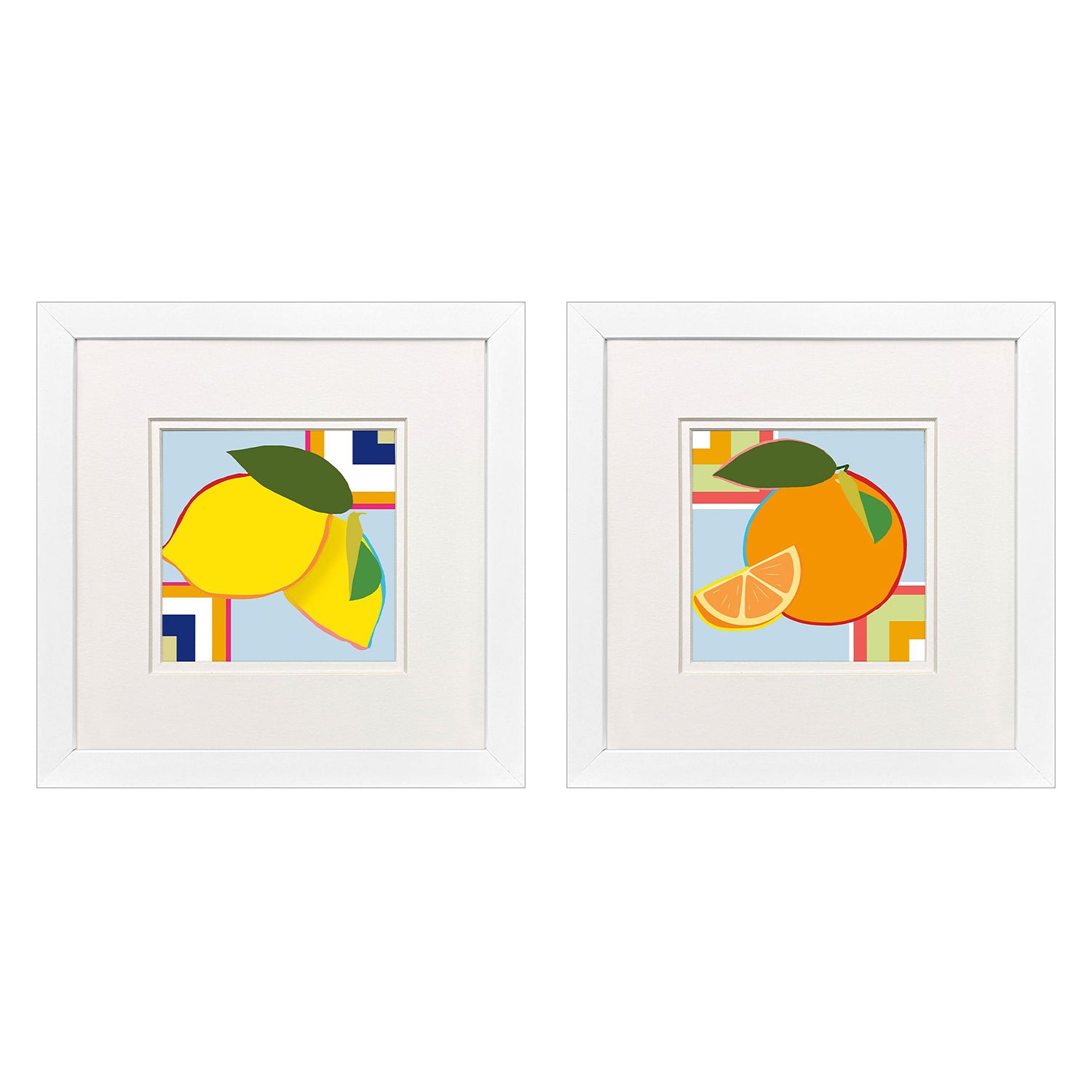Malanta Knowles Geometric Fruit Framed Art Set of 2