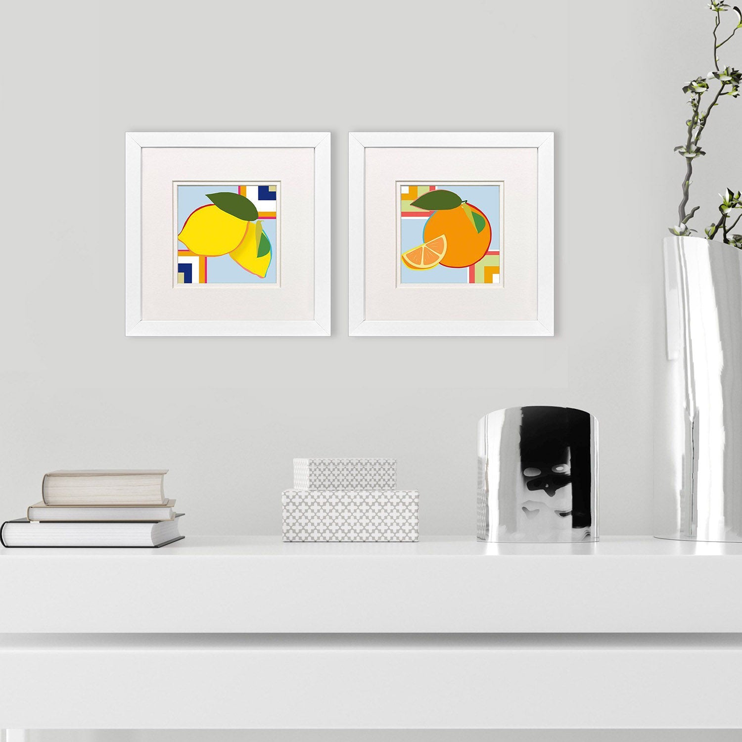 Malanta Knowles Geometric Fruit Framed Art Set of 2