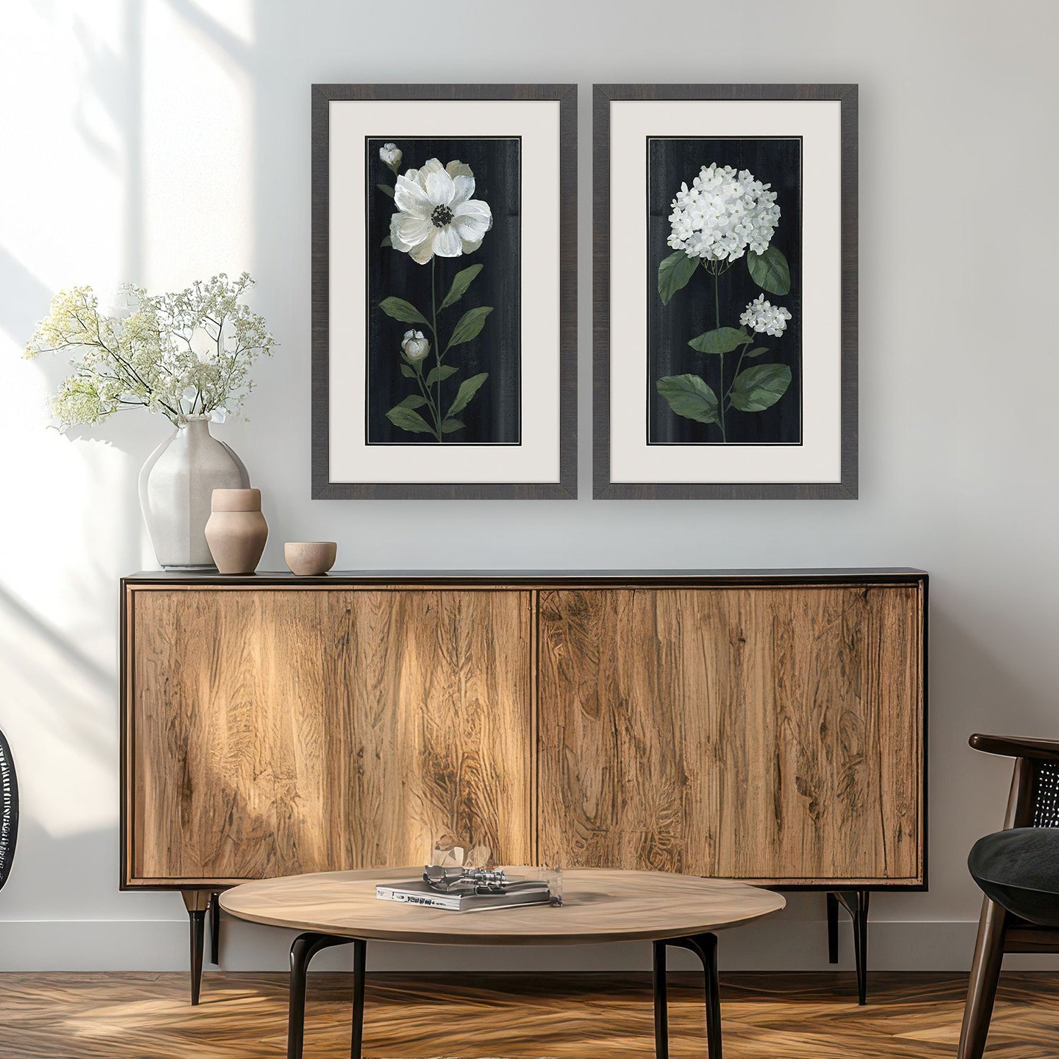 Malanta Knowles White Buds Framed Art Set of 2