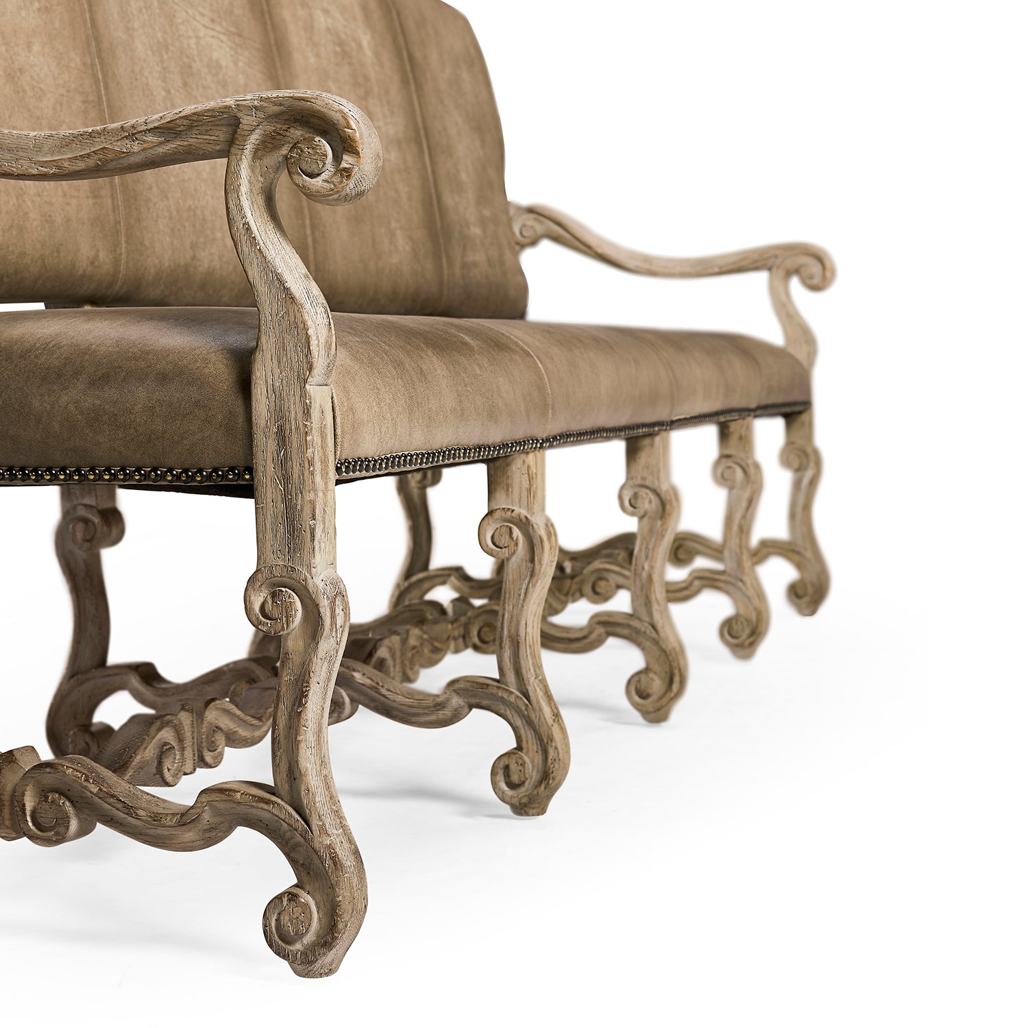 Jonathan Charles Sagehill Leather Banquette Bench