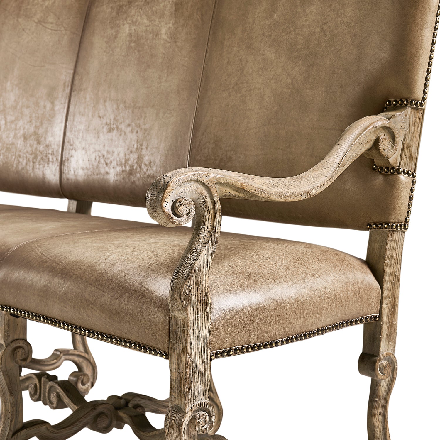 Jonathan Charles Sagehill Leather Banquette Bench