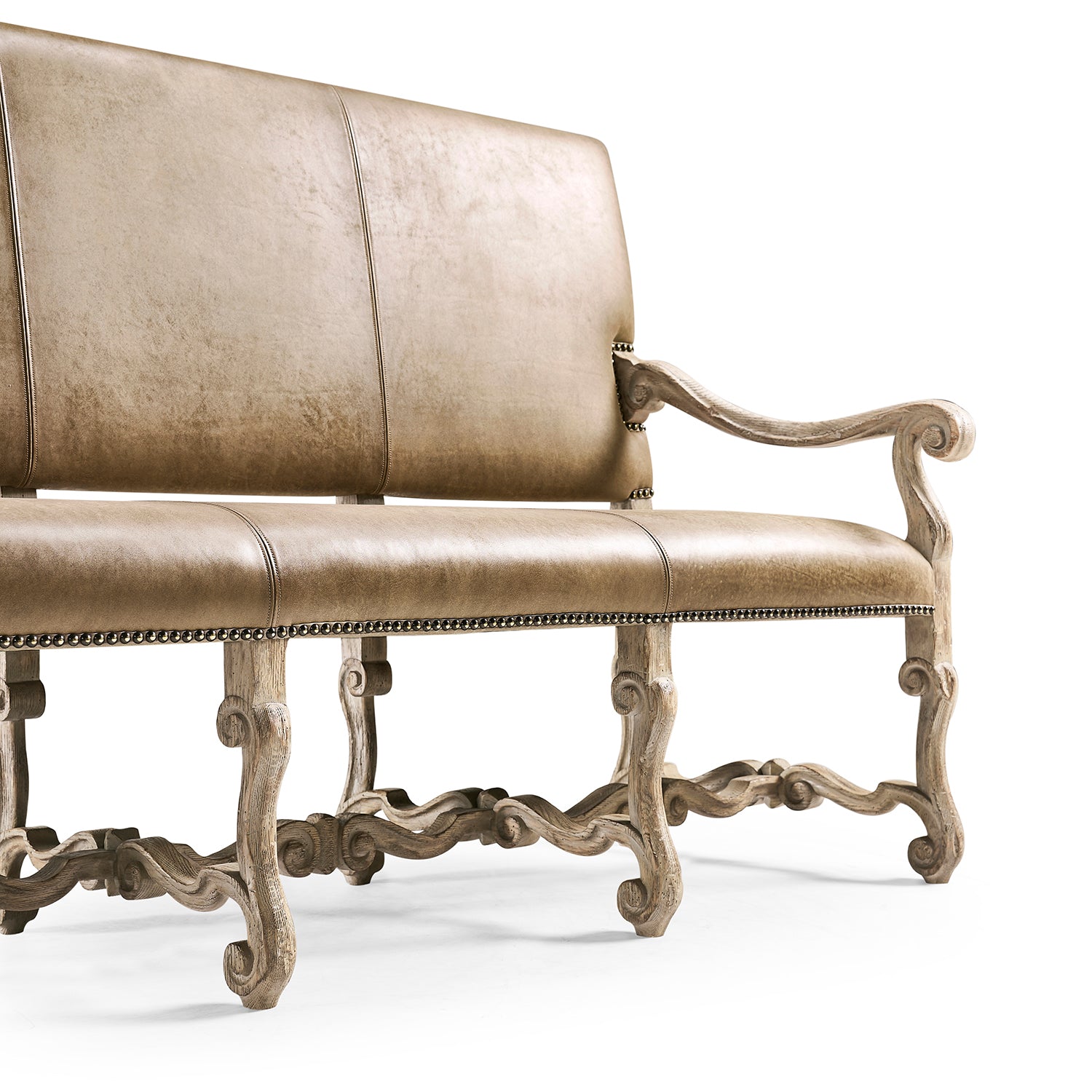 Jonathan Charles Sagehill Leather Banquette Bench