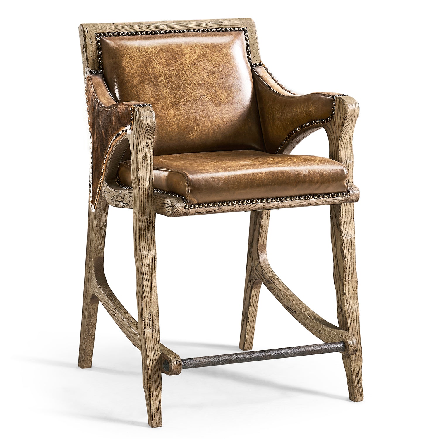 Jonathan Charles Echo Canyon Leather & Hide Counter Stool