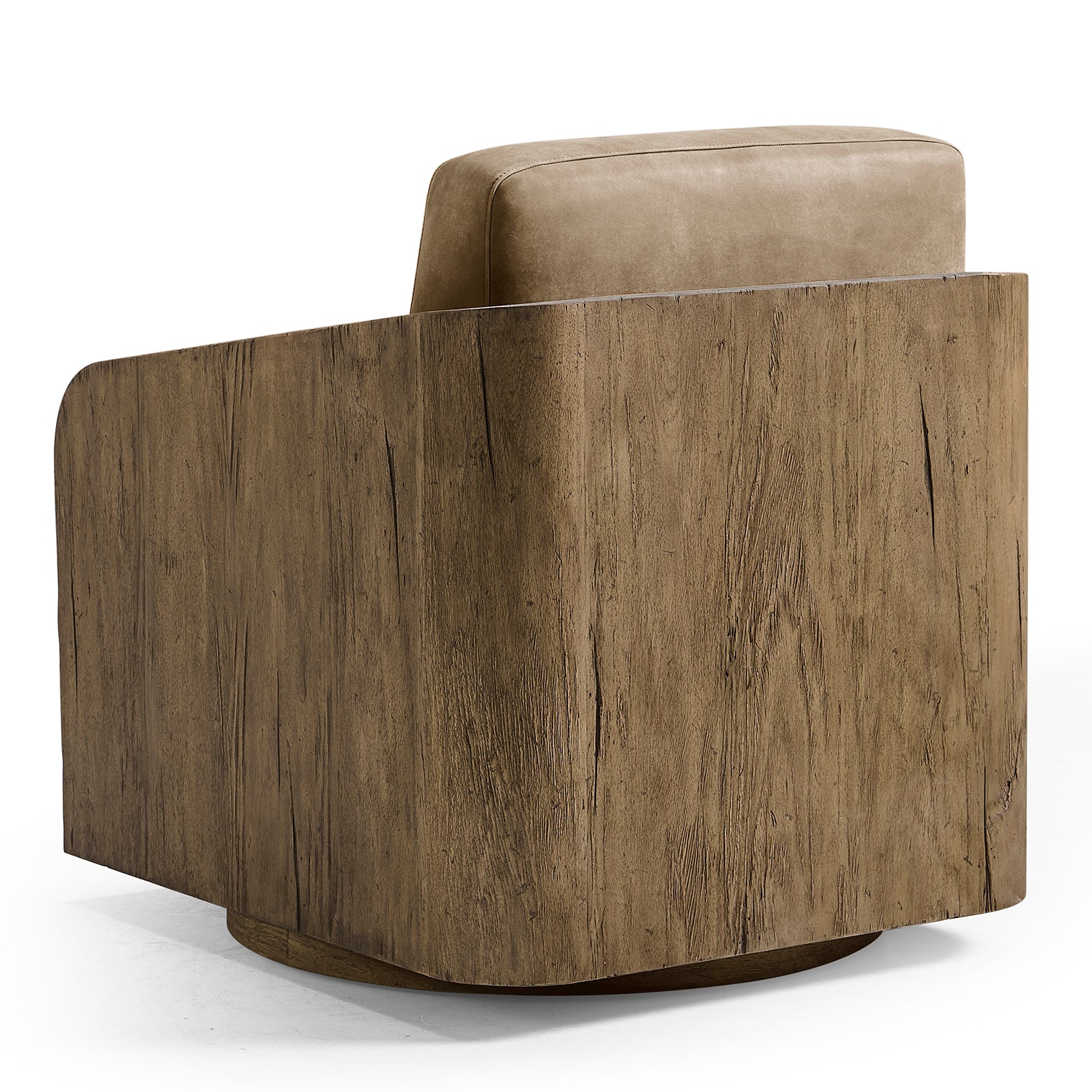 Jonathan Charles Light Stone Ridge Leather & Hide Swivel Occasional Chair