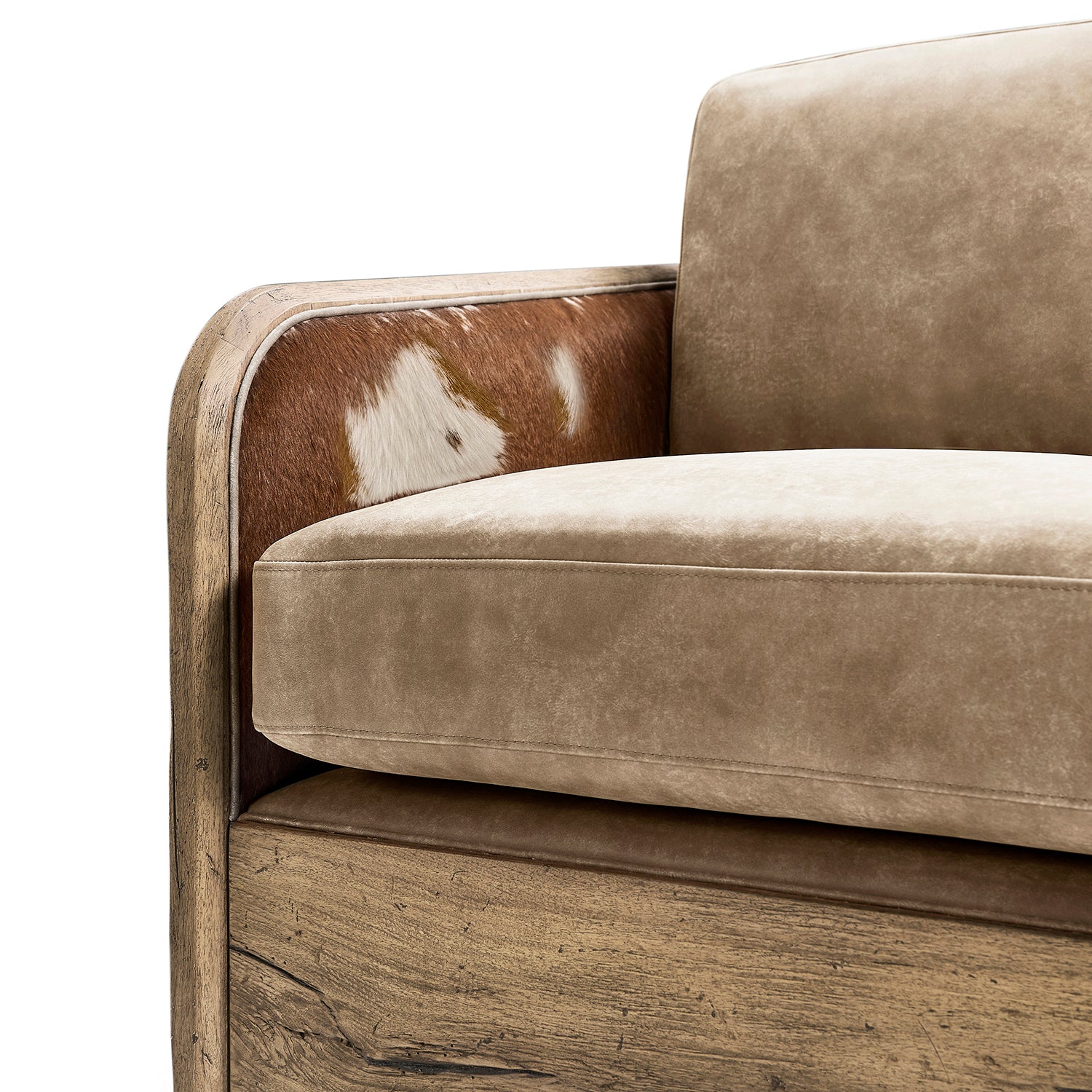 Jonathan Charles Light Stone Ridge Leather & Hide Swivel Occasional Chair