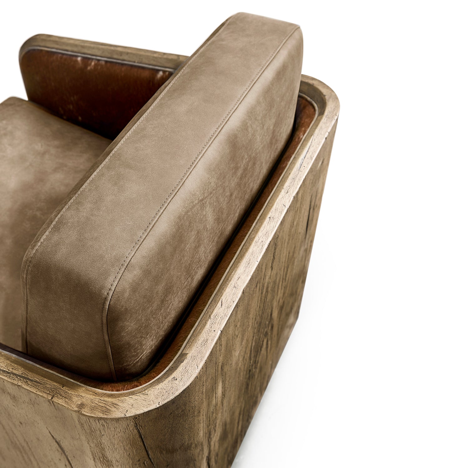 Jonathan Charles Light Stone Ridge Leather & Hide Swivel Occasional Chair