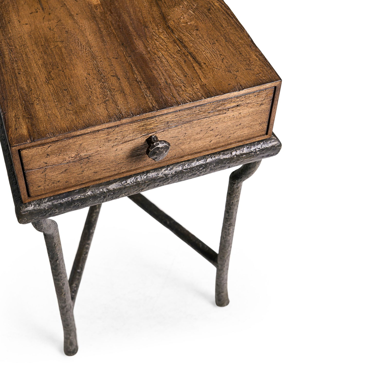 Jonathan Charles Forge Iron Storage Side Table