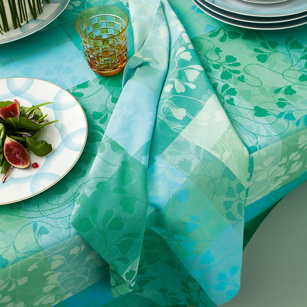 Garnier Thiebaut Mille Feuillages Turquoise Jacquard Napkin Set of 4