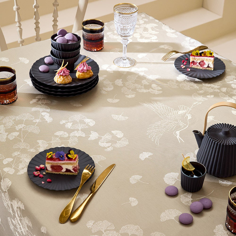 Garnier Thiebaut Mille Ginkos Naturel Jacquard Tablecloth