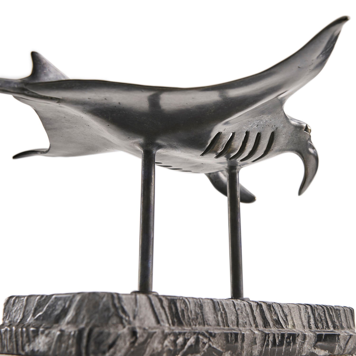 Jonathan Charles Manta Ray Bronze Statue with Marble Base