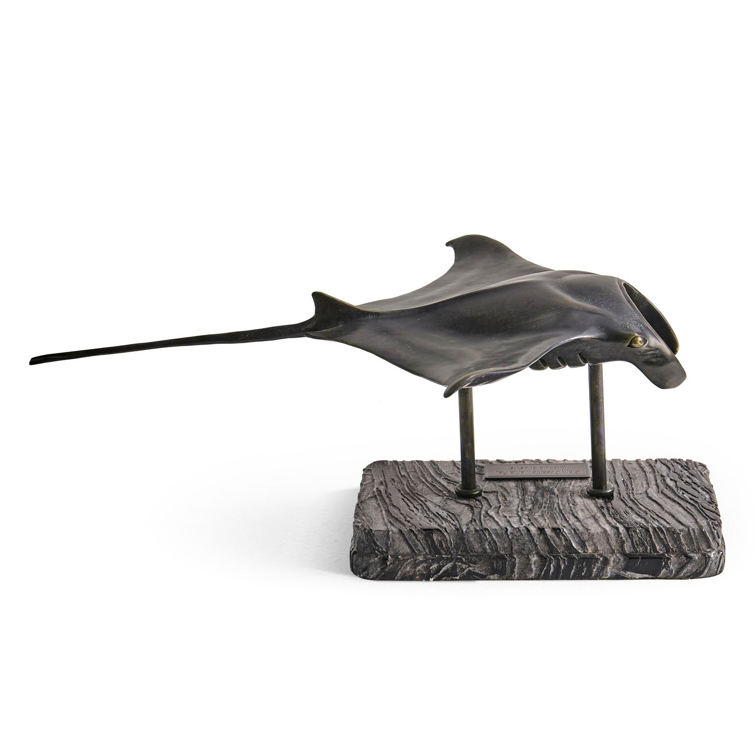 Jonathan Charles Manta Ray Bronze Statue with Marble Base
