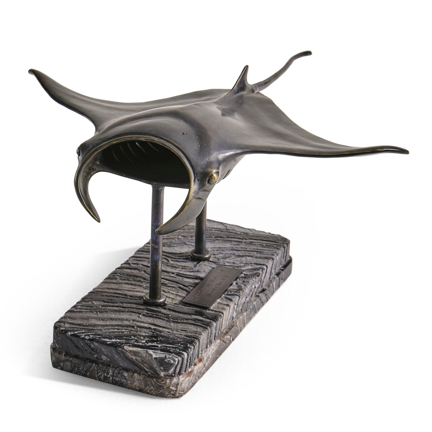 Jonathan Charles Manta Ray Bronze Statue with Marble Base