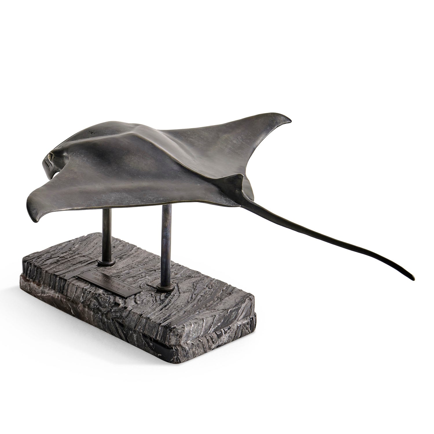 Jonathan Charles Manta Ray Bronze Statue with Marble Base
