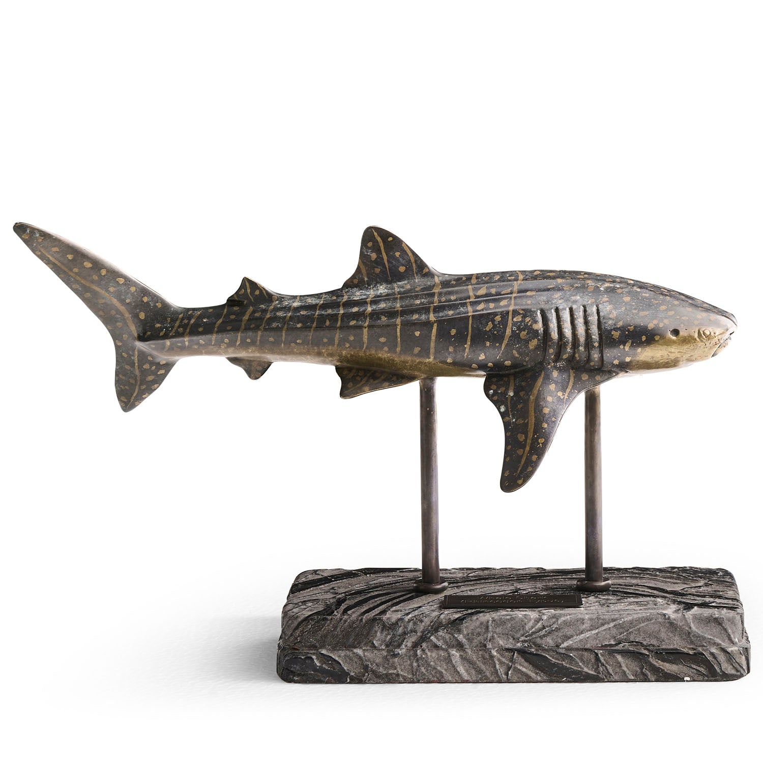 Jonathan Charles Whale Shark Bronze Statue with Marble Base