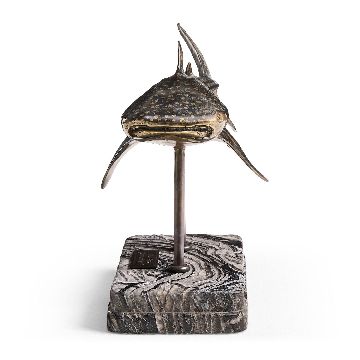 Jonathan Charles Whale Shark Bronze Statue with Marble Base