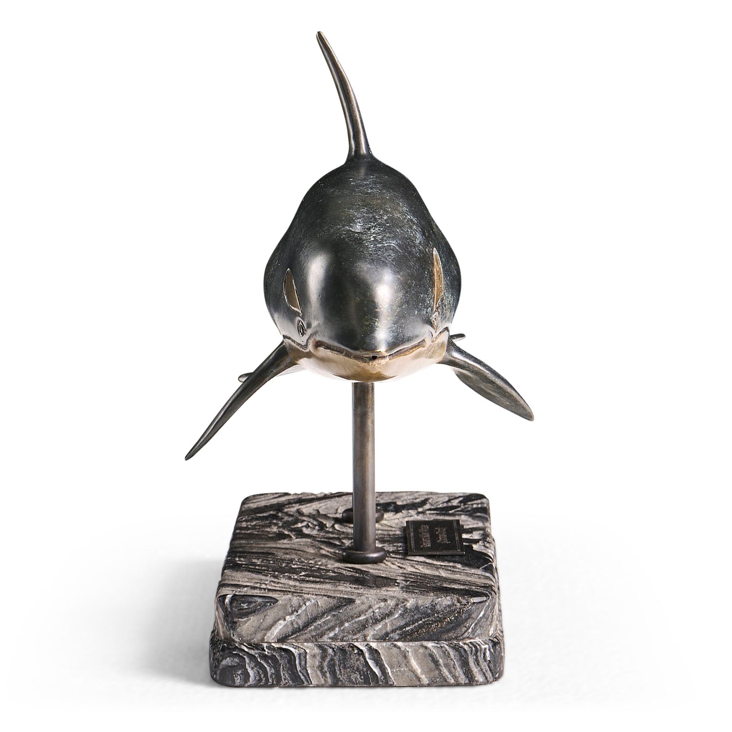 Jonathan Charles Killer Whale Bronze Statue with Marble Base