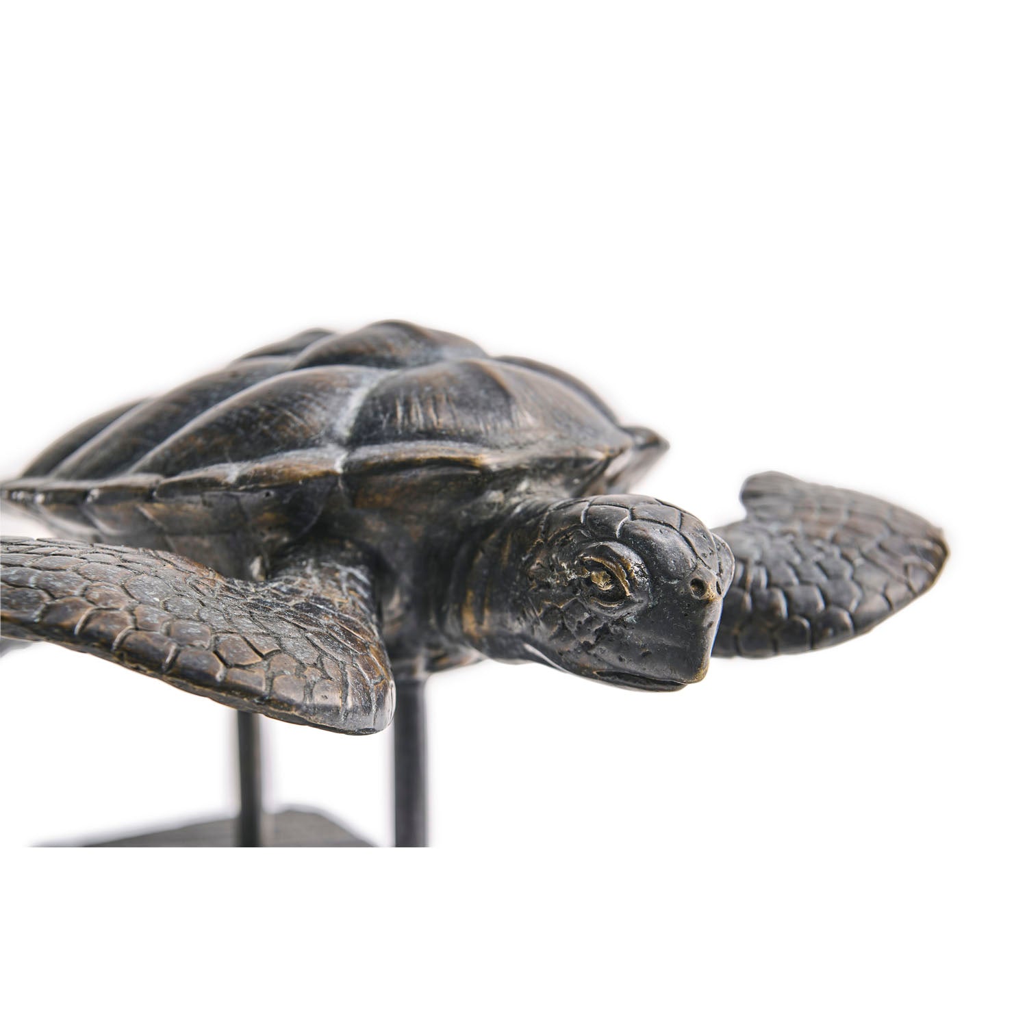 Jonathan Charles Sea Tortoise Bronze Statue with Marble Base