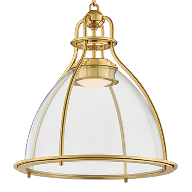 Hudson Valley Lighting Airmont Small Pendant in Patina Brass, primary product view