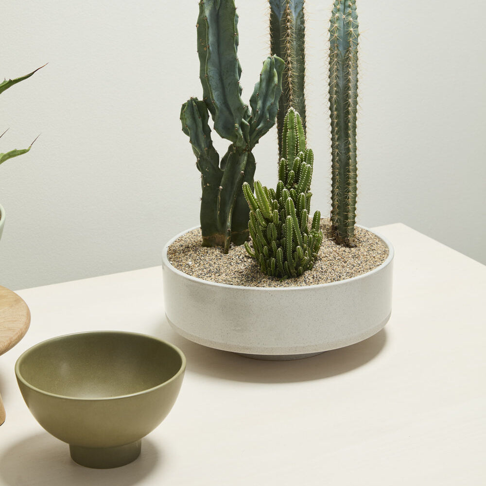 Inventor Bowl alternate view, speckled off-white ceramic bowl