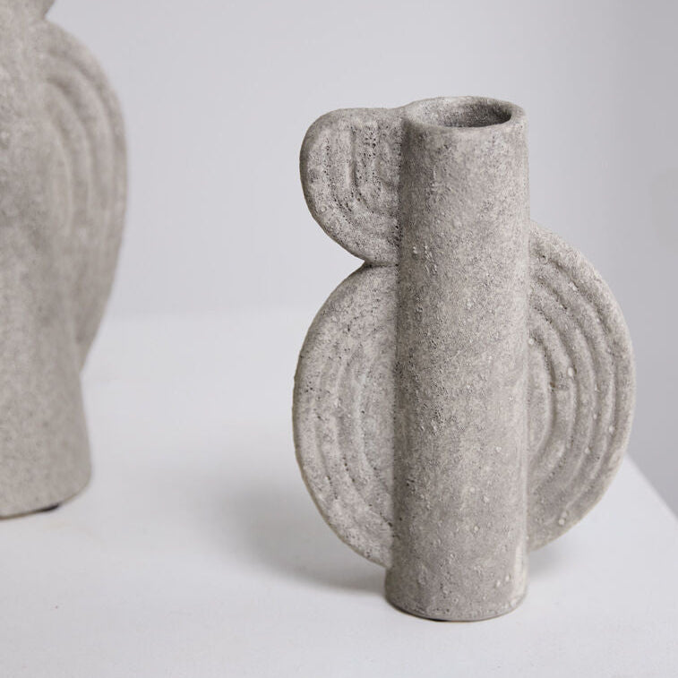 Oblique Vase, a tan ceramic home decor accent