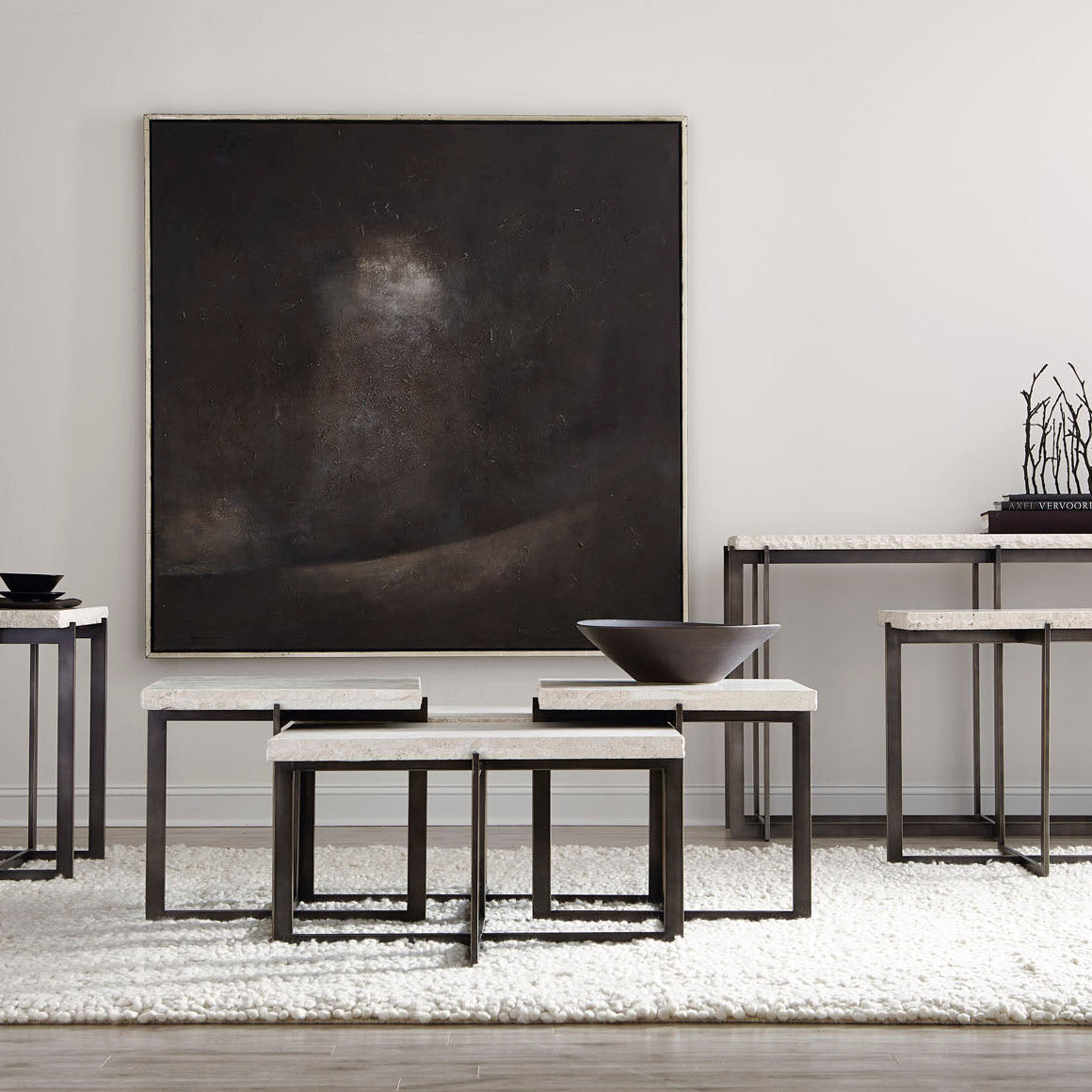 Bernhardt Living Hathaway Metal Bunching Square Cocktail Table