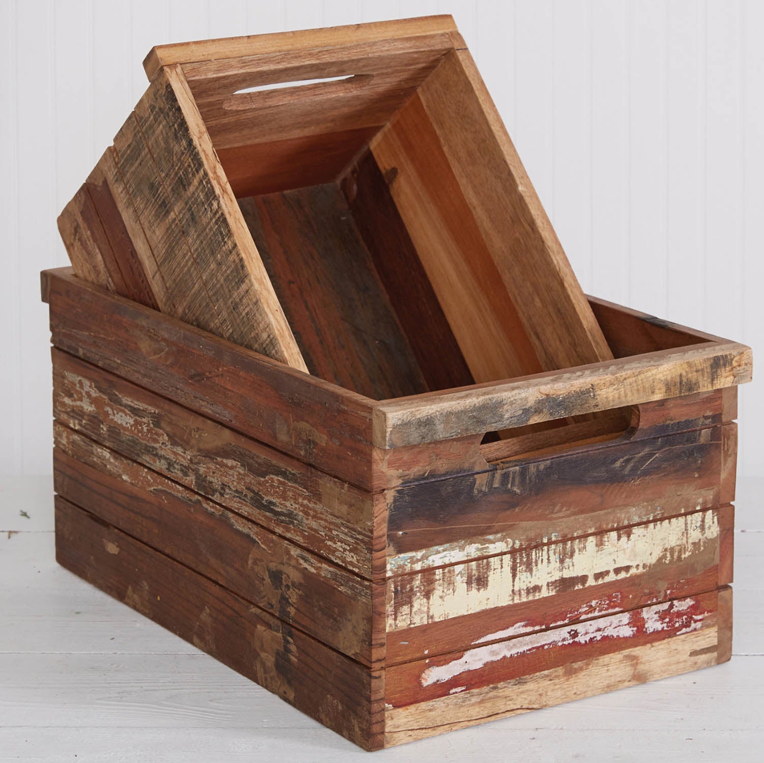 Reclaimed Wood Crate Set of 2